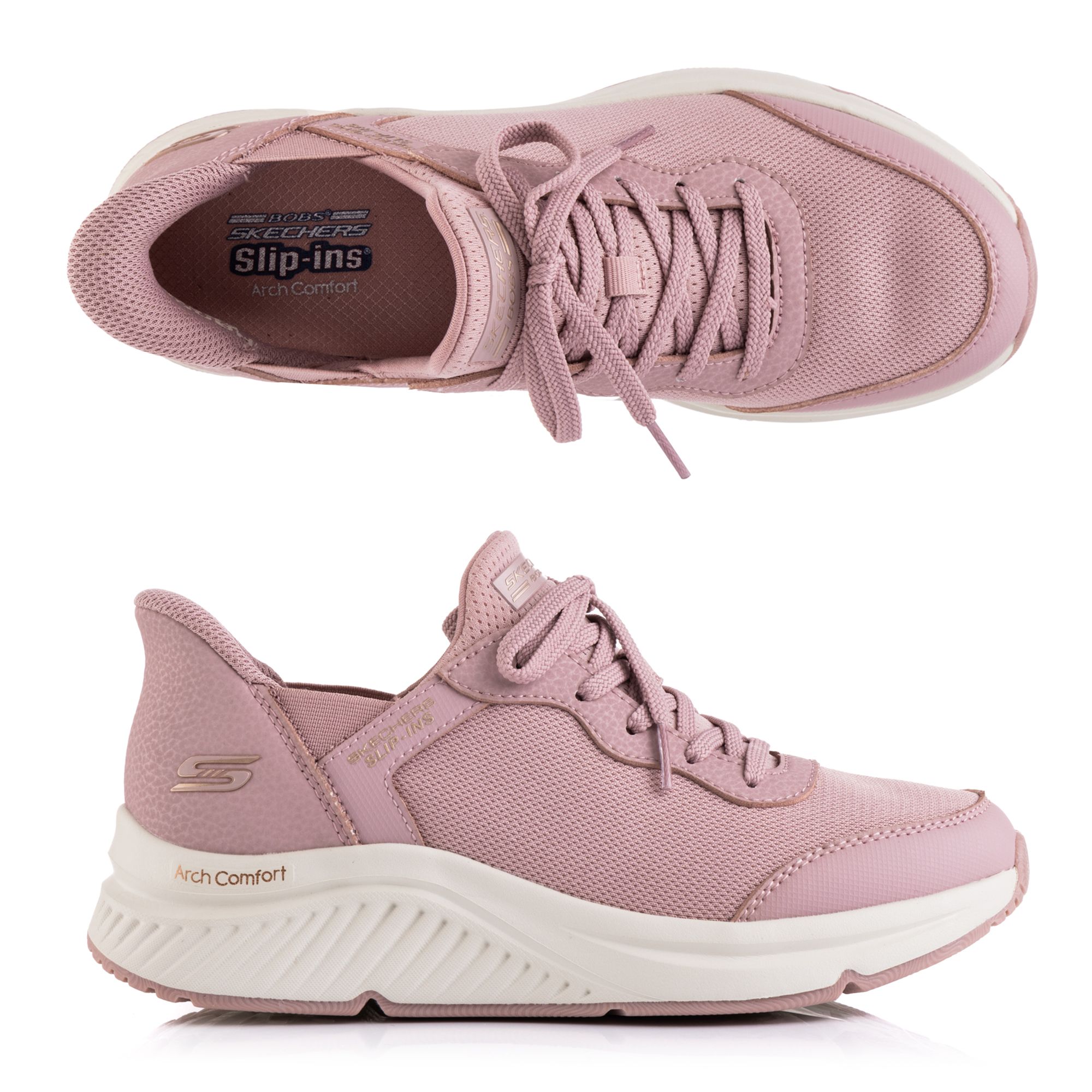 SKECHERS Damen-Sneaker Bobs Arch Comfort Materialmix Hands Free Slip-Ins®