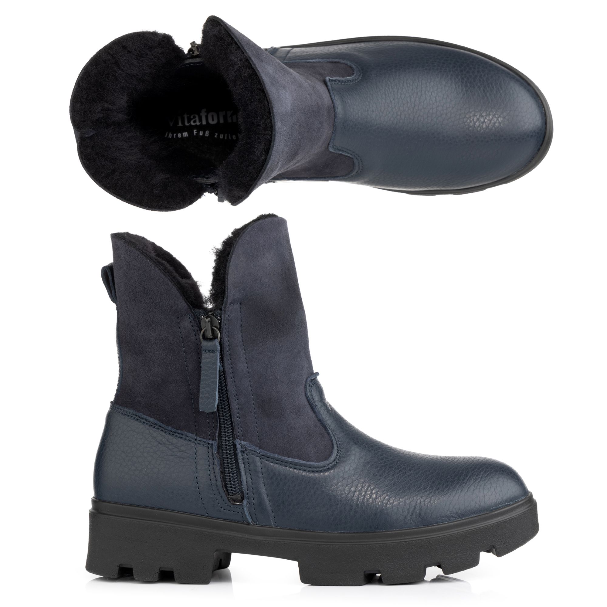 VITAFORM Damen-Stiefelette Hirschleder Lammfell Sohle Antonia