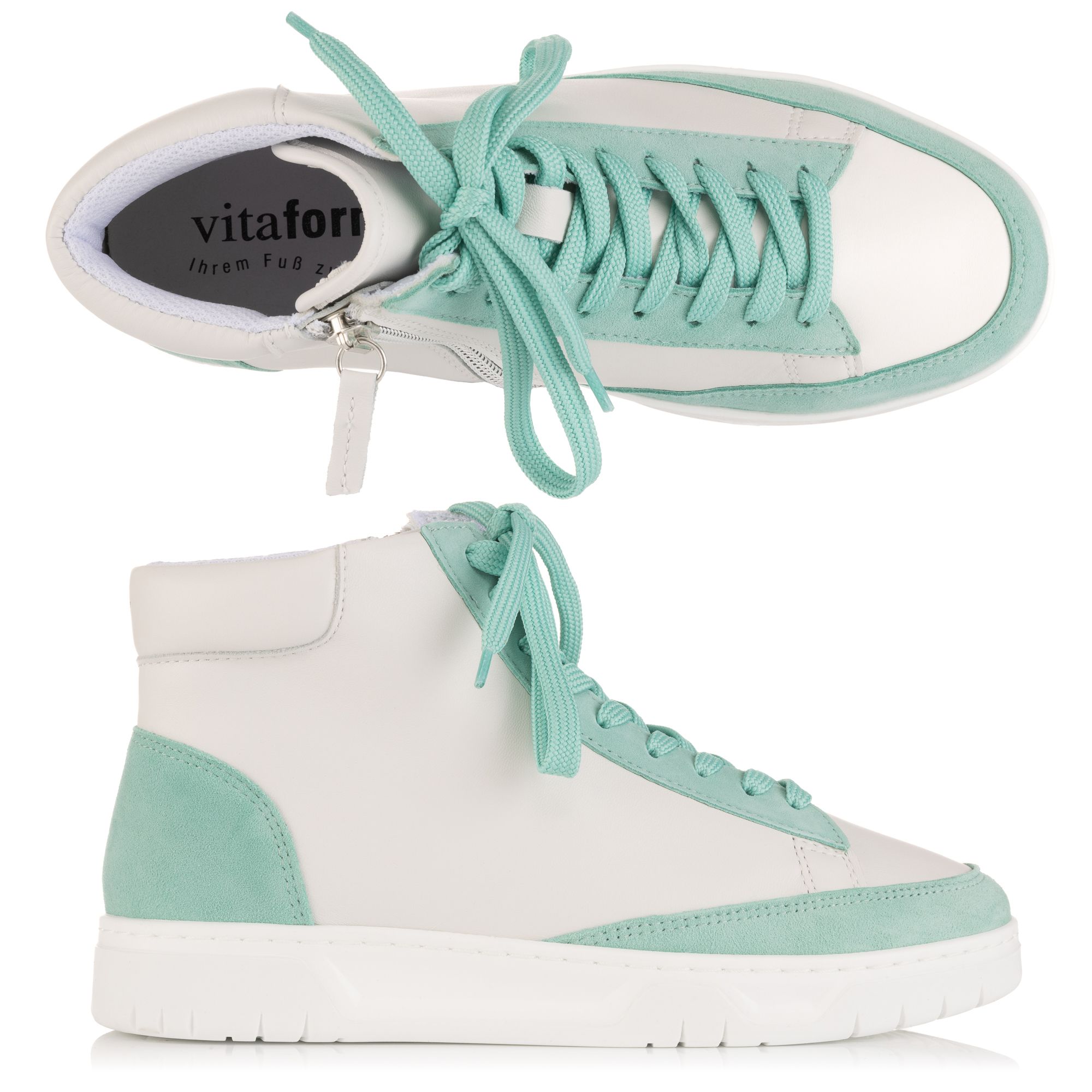 VITAFORM Damen- Hightopsneaker Nappa/Verlours Reißverschluss Sohle Maria