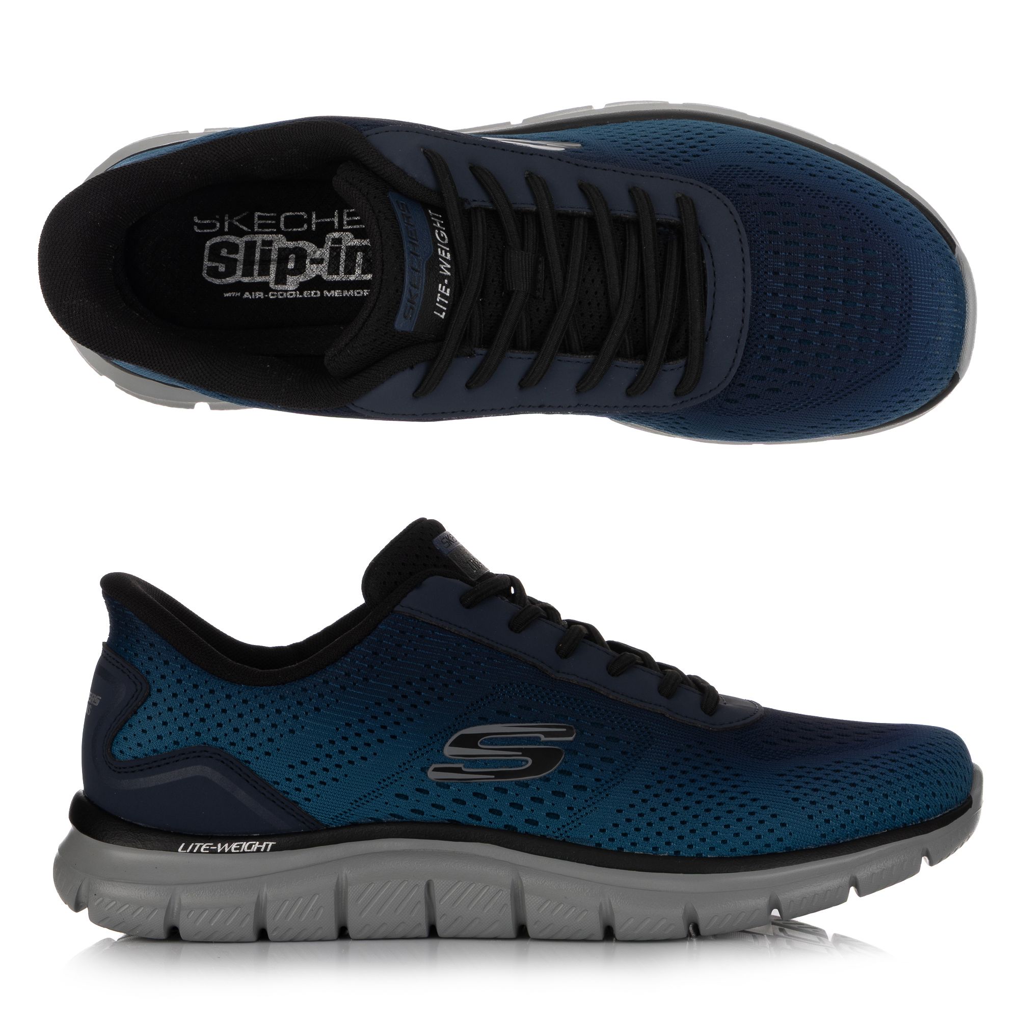 SKECHERS Herren-Slipper Track Revno Mesh Hands Free Slip-Ins®
