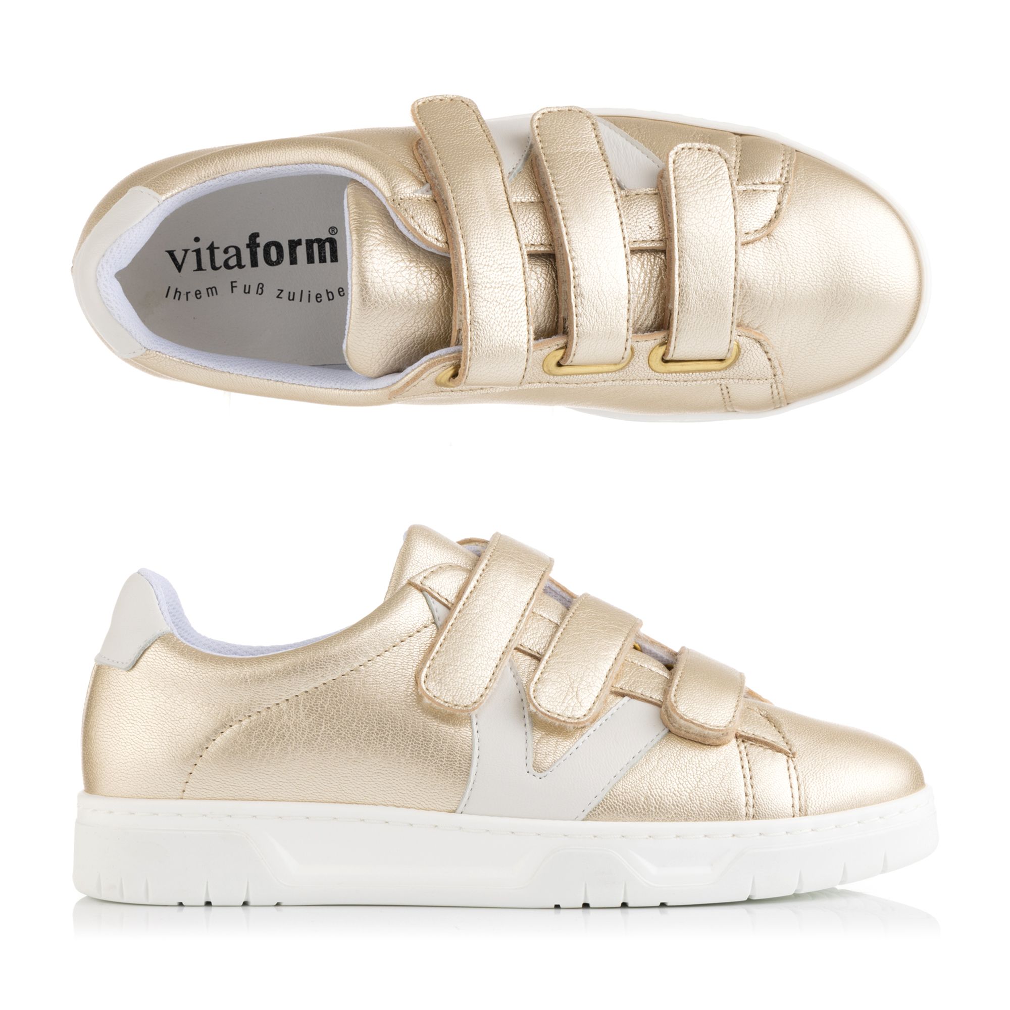 VITAFORM Damen- Sneaker Nappaleder 3 Klettverschlüsse Sohle Marla