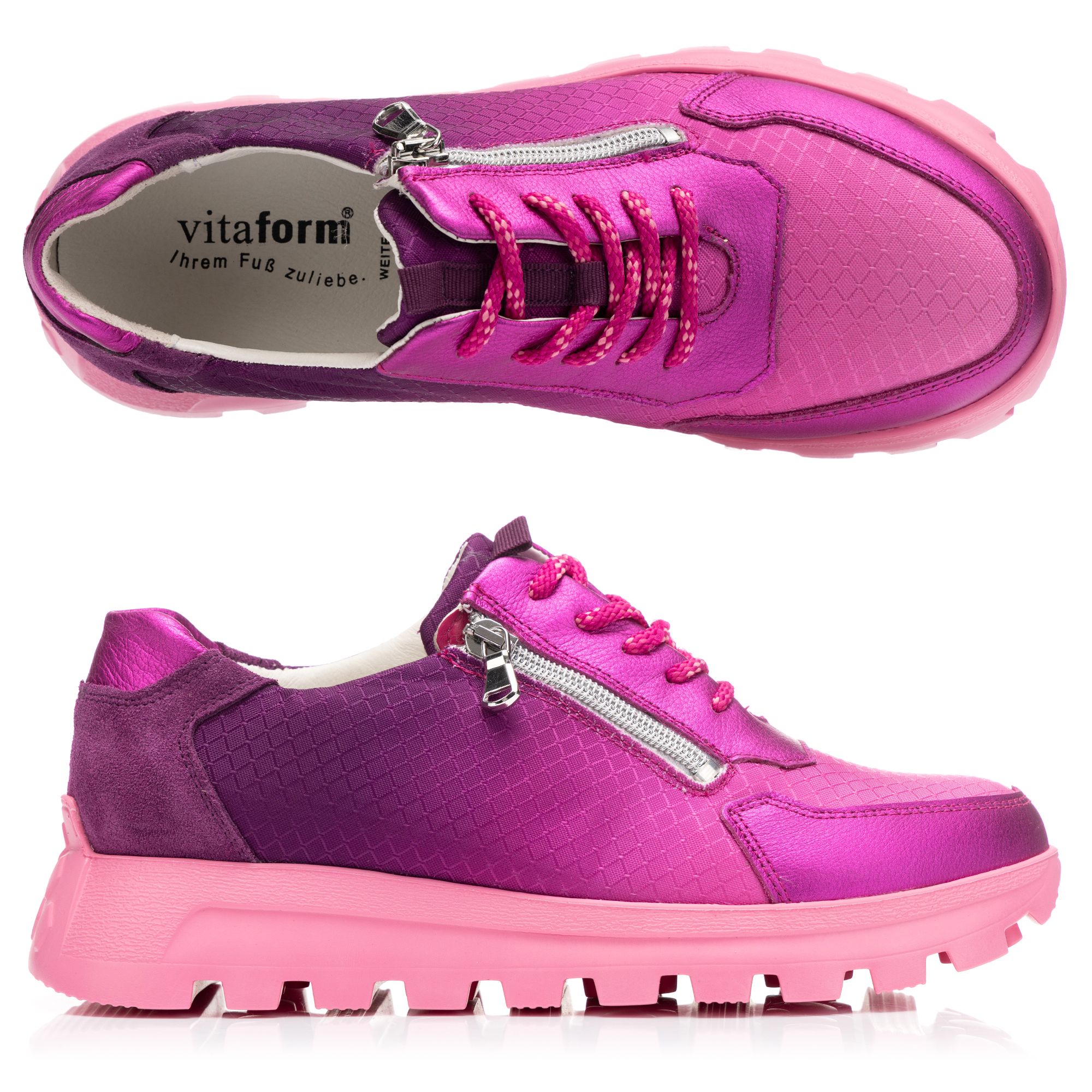 VITAFORM Damen- Sneaker Leder/ Stretch Farbverlauf Reißverschluss