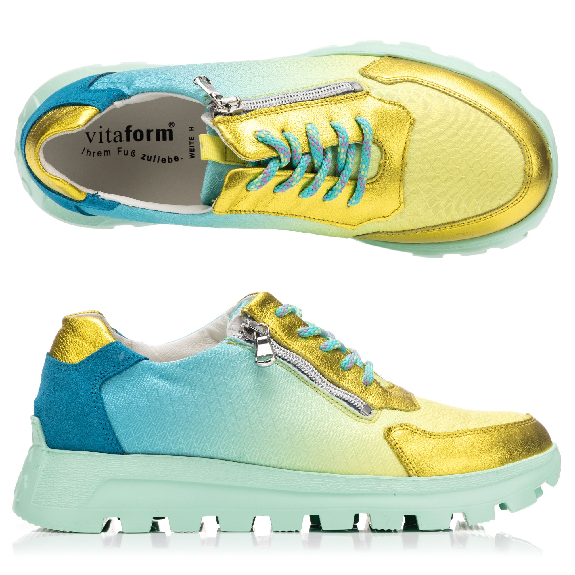 VITAFORM Damen- Sneaker Leder/ Stretch Farbverlauf Reißverschluss