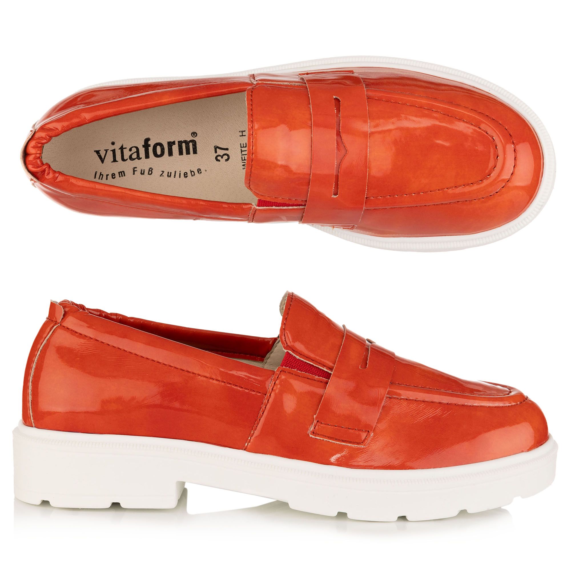 VITAFORM Damen-Slipper Lackstretch Shock-Absorber Sohle Svenja