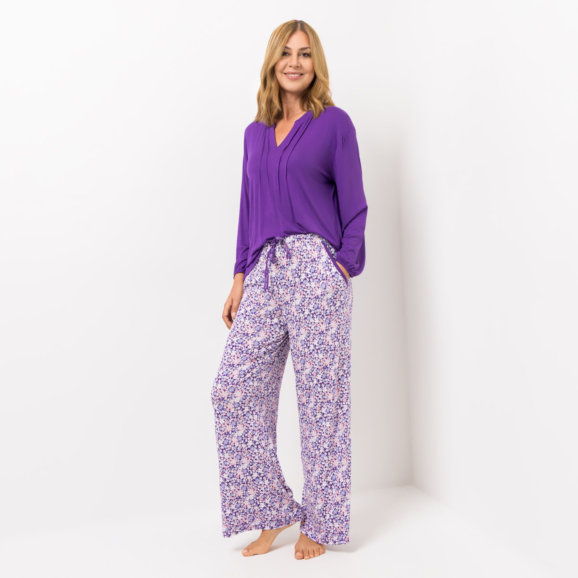 MUK LUKs Lounge-Anzug Shirt 1/1-Länge weite Hose 2tlg. Set