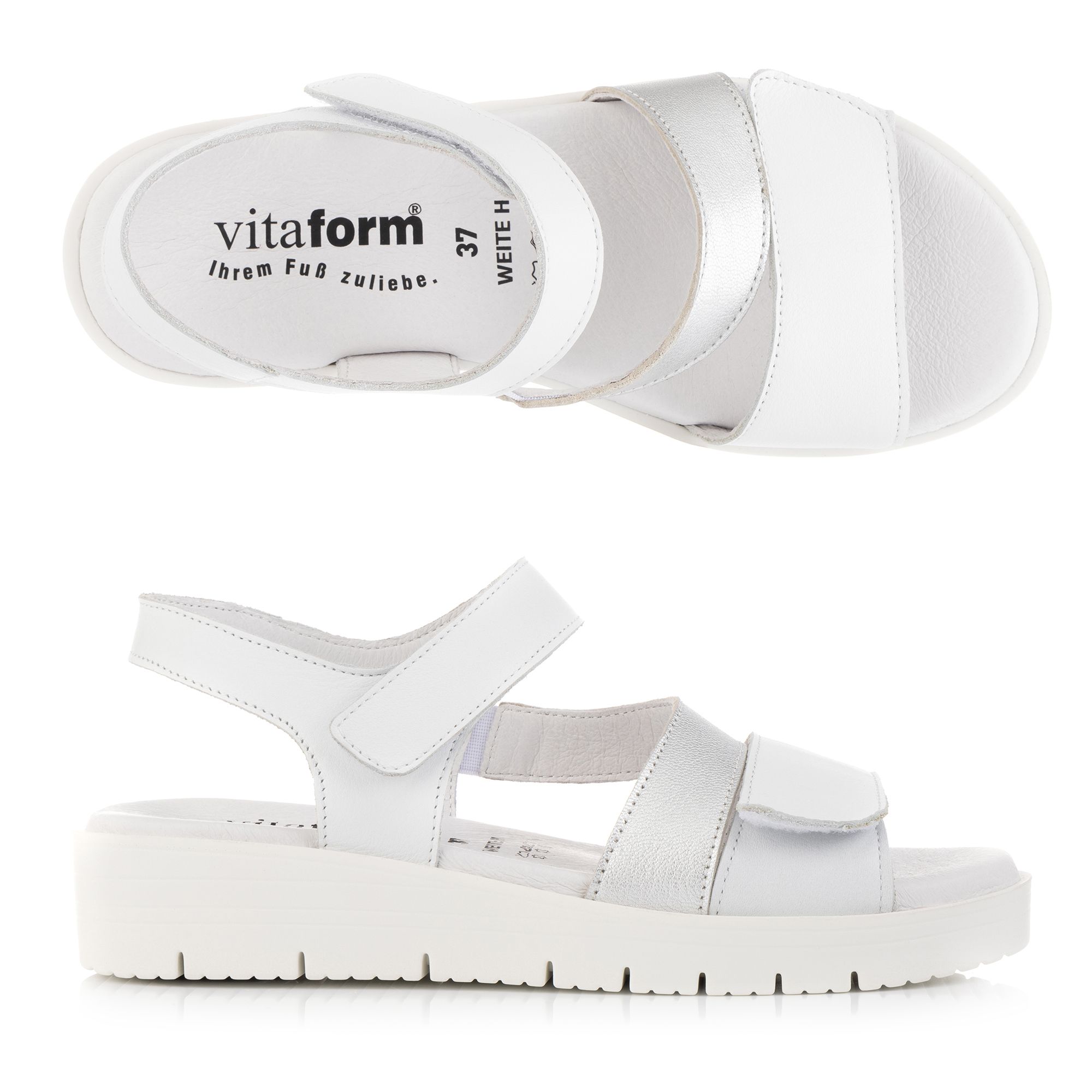 VITAFORM Damen-Sandalette Nappaleder Klettverschlüsse Sohle Lana