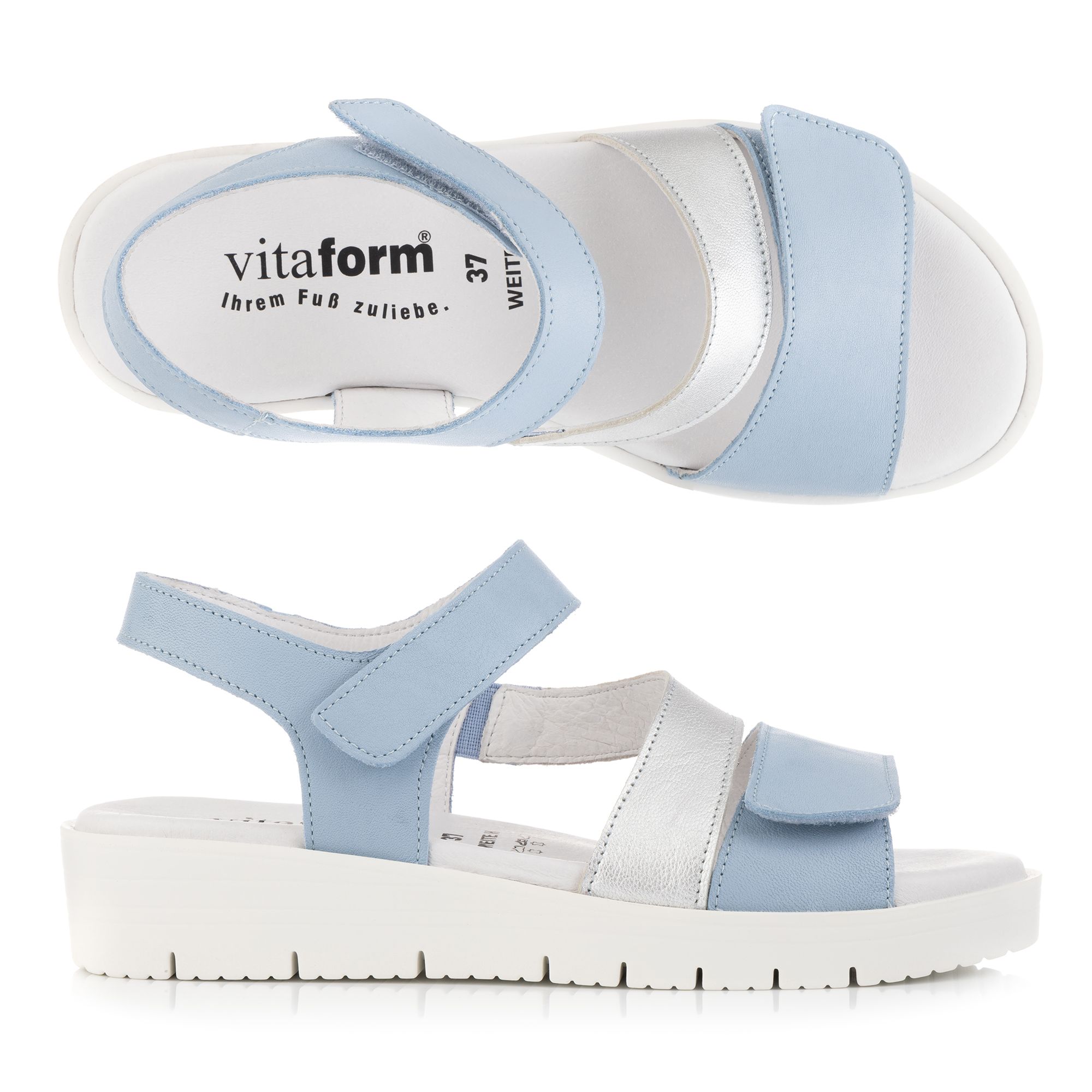 VITAFORM Damen-Sandalette Nappaleder Klettverschlüsse Sohle Lana
