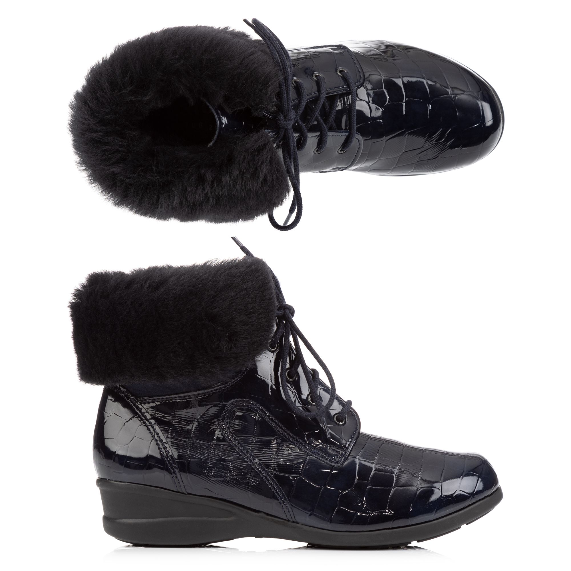 VITAFORM Damen-Stiefel Krokolackstretch Fellkrempe Sohle Holly