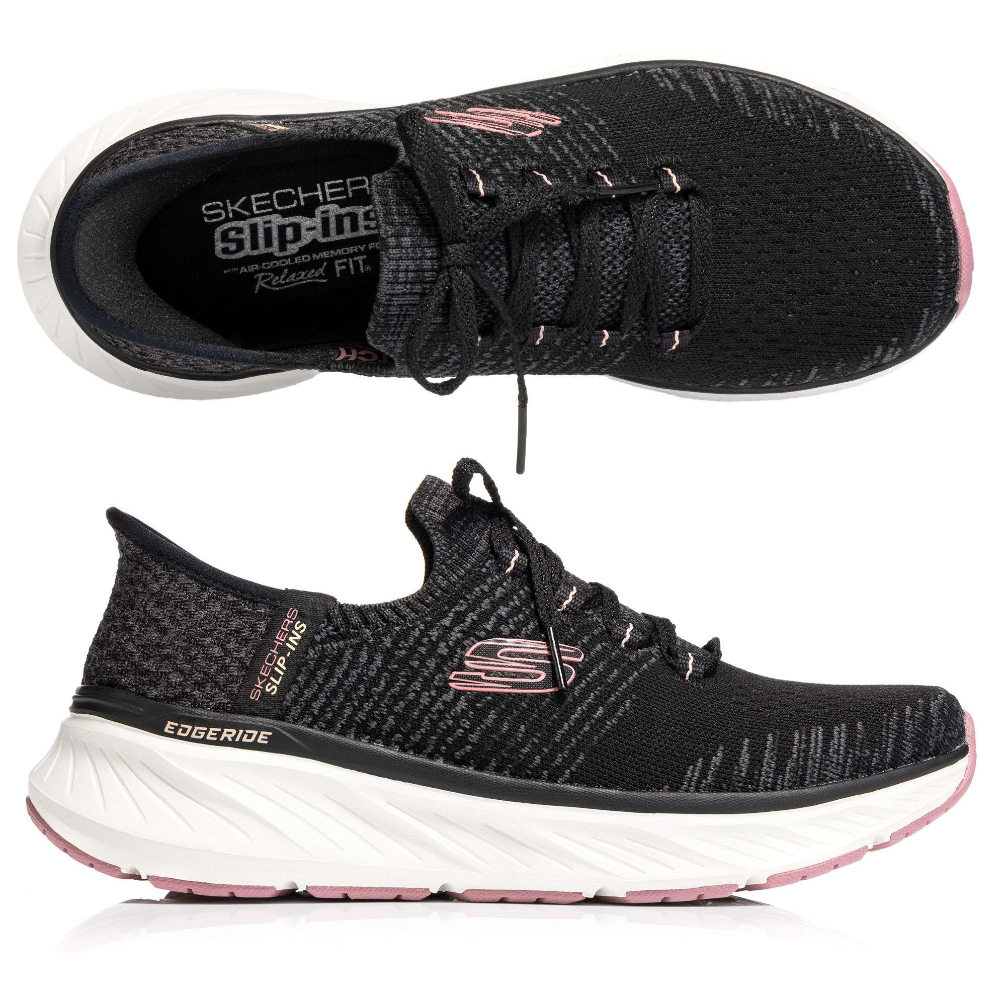 SKECHERS Damen-Slipper Edgeride Impression Stretch Strick Hands Free Slip-ins®