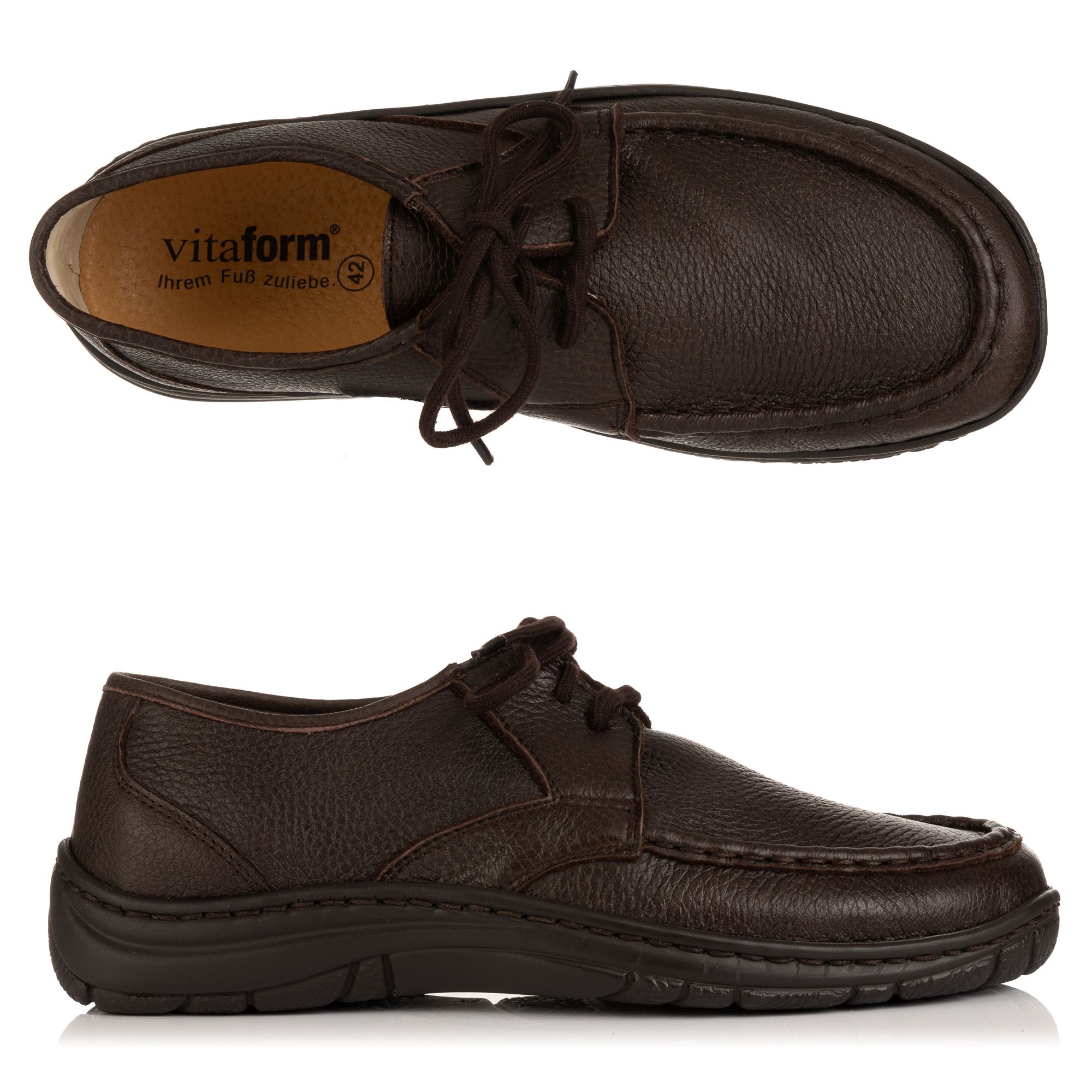 VITAFORM Herren-Halbschuh Schnürer Elchleder Handnahtsohle