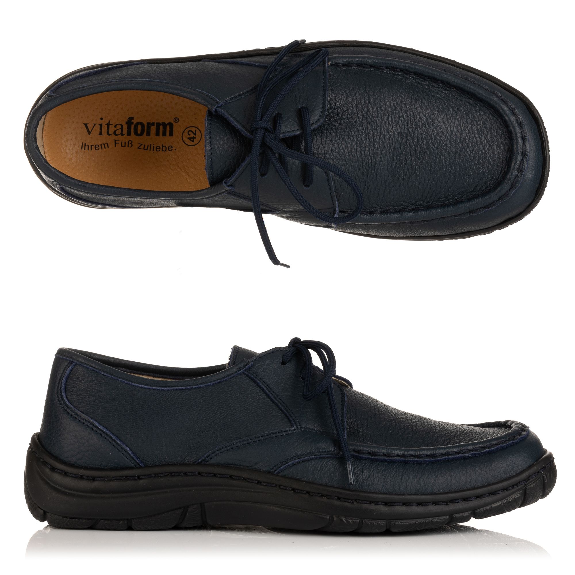 VITAFORM Herren-Halbschuh Schnürer Elchleder Handnahtsohle