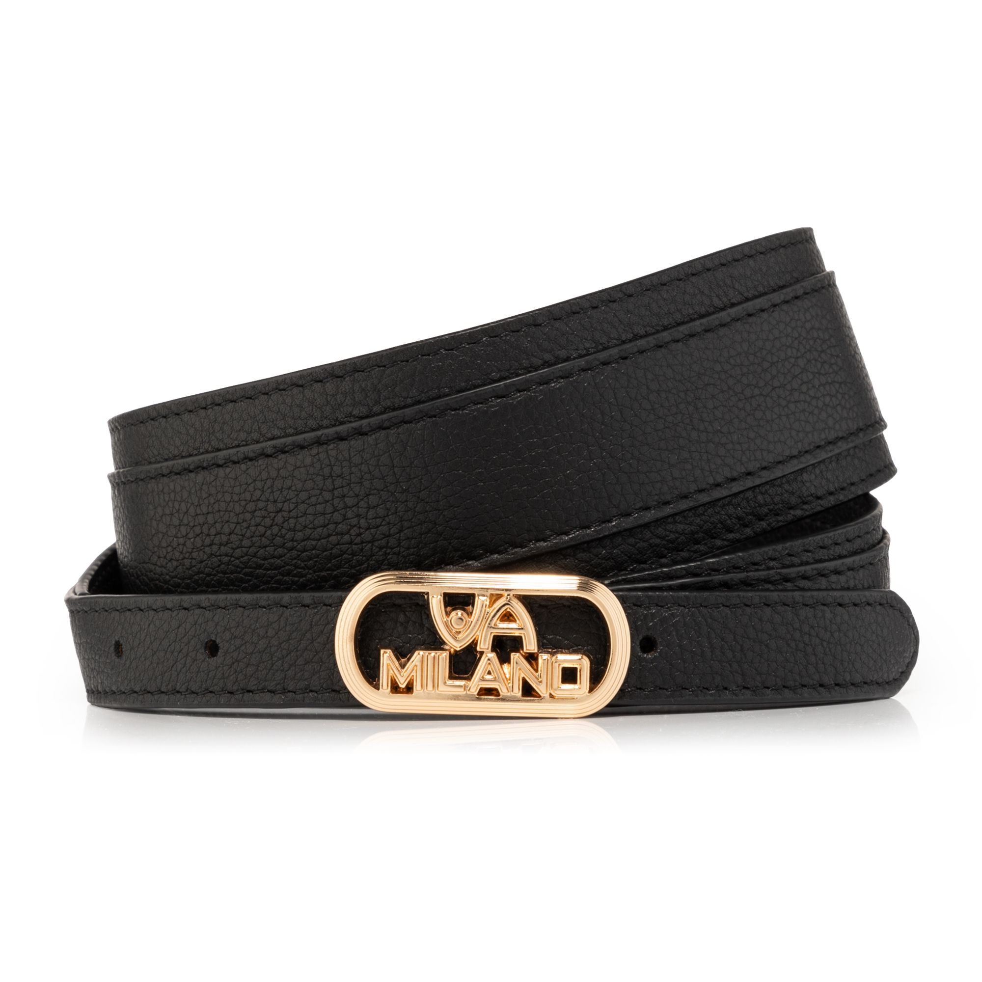 VIA MILANO Gürtel Echt Leder Logo-Schließe 5cm breit