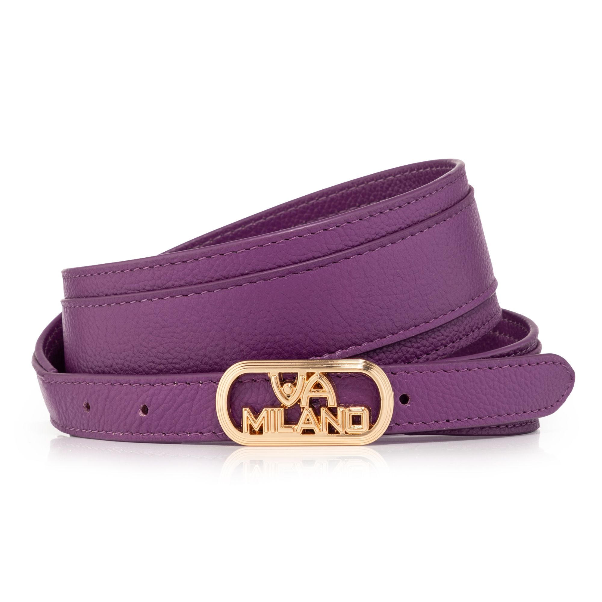 VIA MILANO Gürtel Echt Leder Logo-Schließe 5cm breit