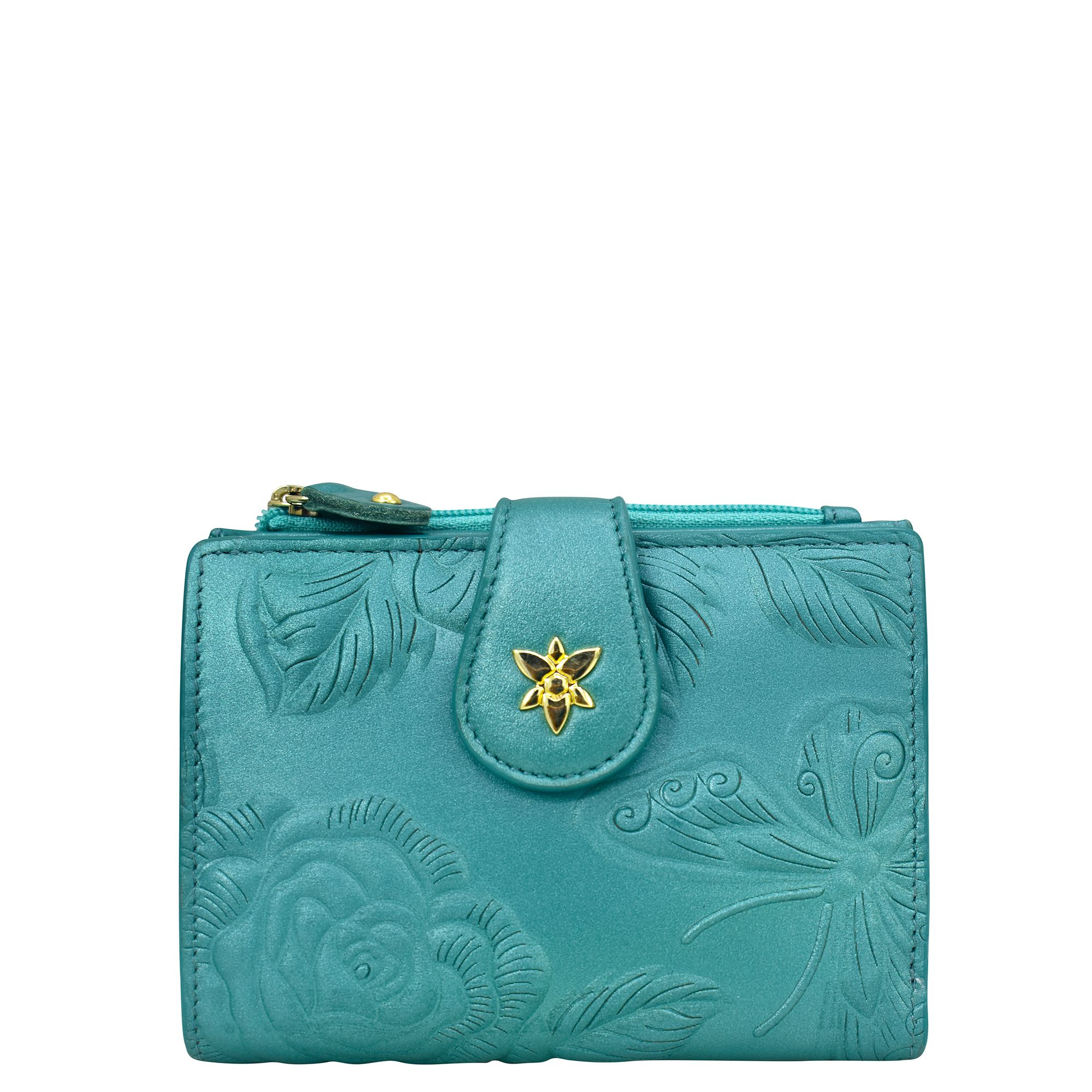 ANUSCHKA® Geldbörse echt Leder geprägt handbemalt