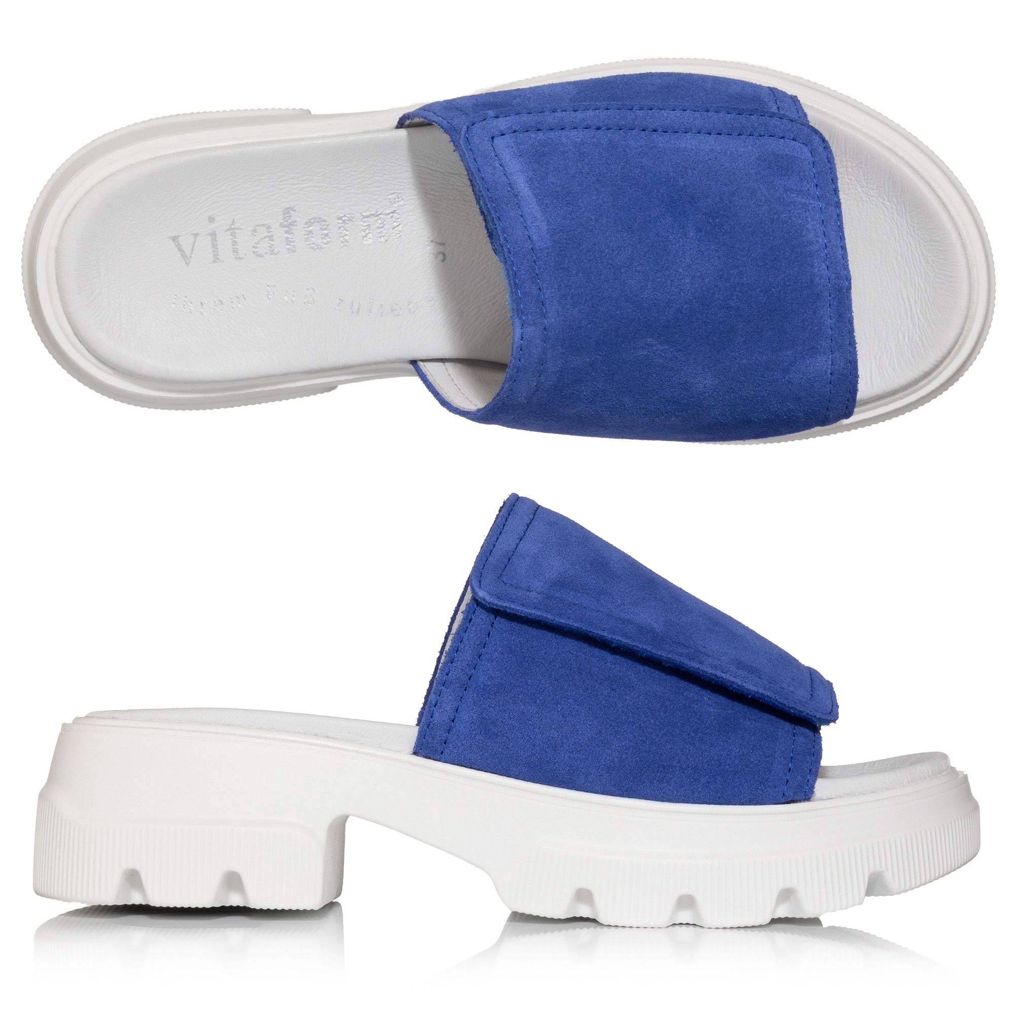 VITAFORM Damen-Pantolette Veloursleder Shock Absorber neue Sohle Maxima