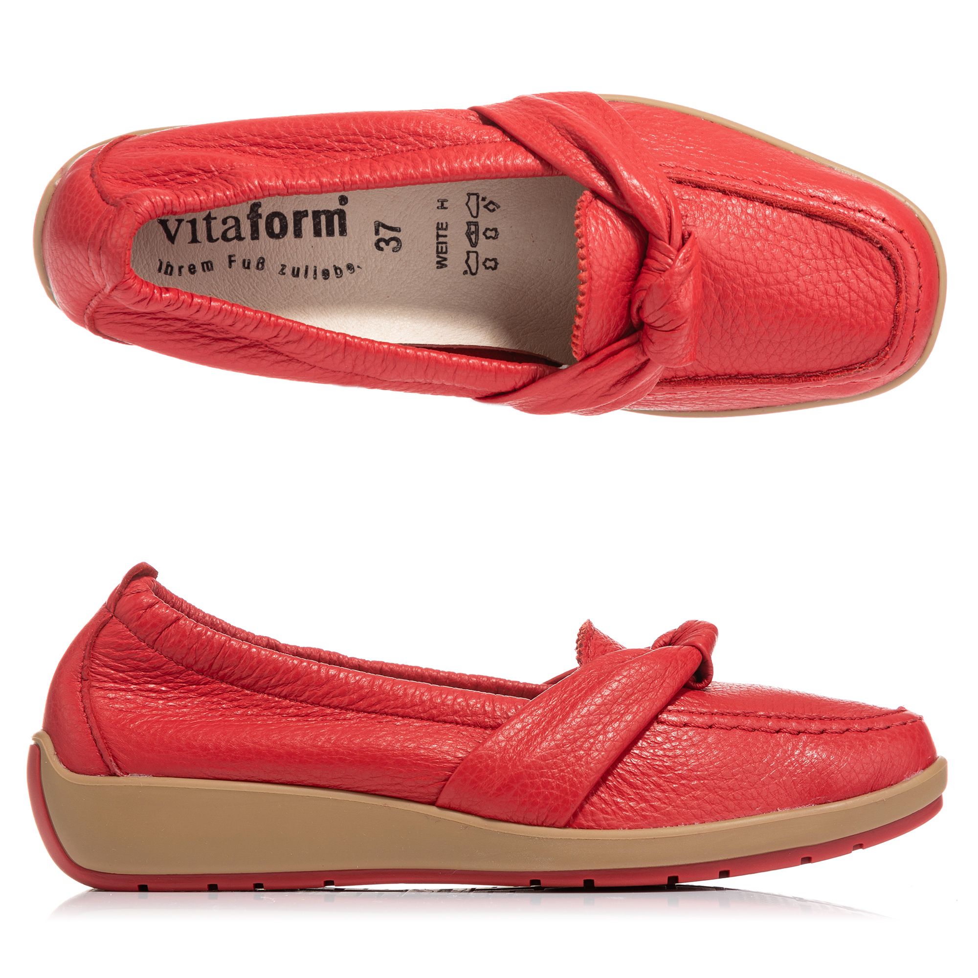 VITAFORM Damen-Slipper Hirschleder Knotendetail Sohle Hilja