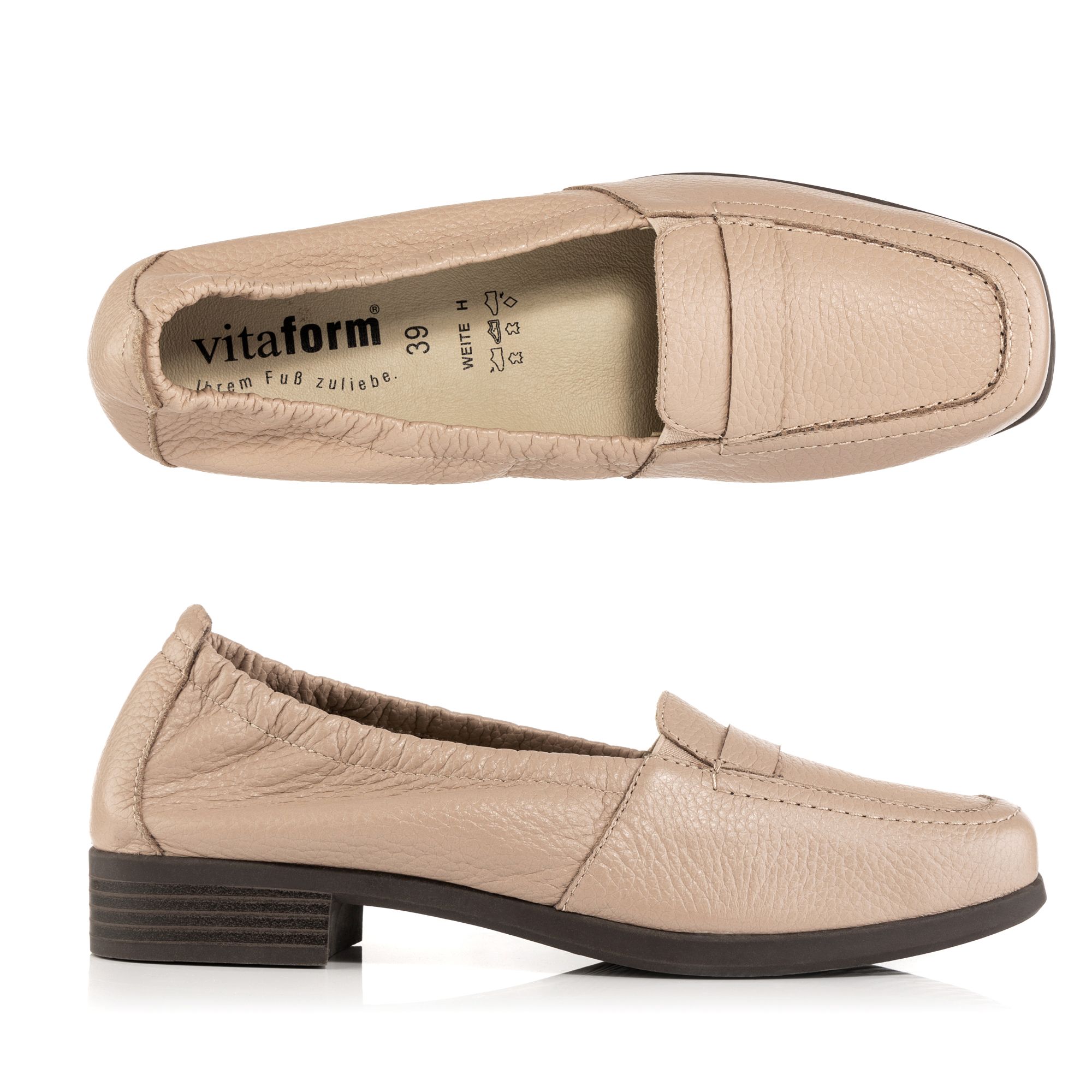VITAFORM Damen-Slipper Hirschleder Shock-Absorber Sohle Ella