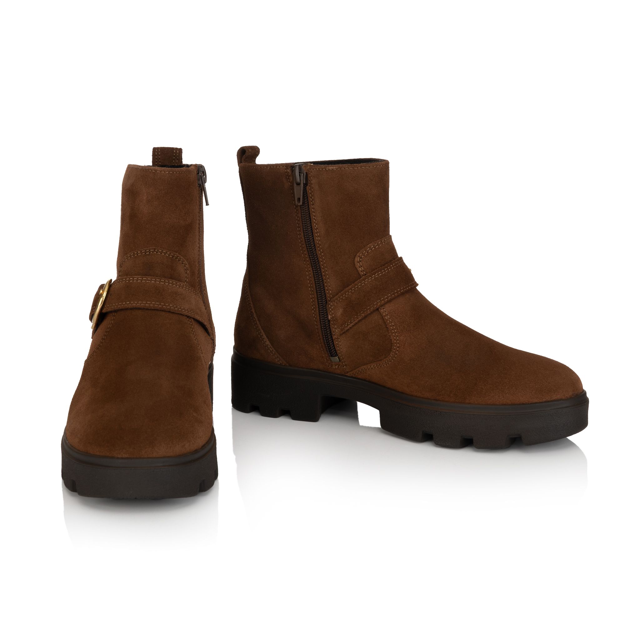 VITAFORM Damen-Stiefelette Veloursleder Zierschnalle Sohle Antonia