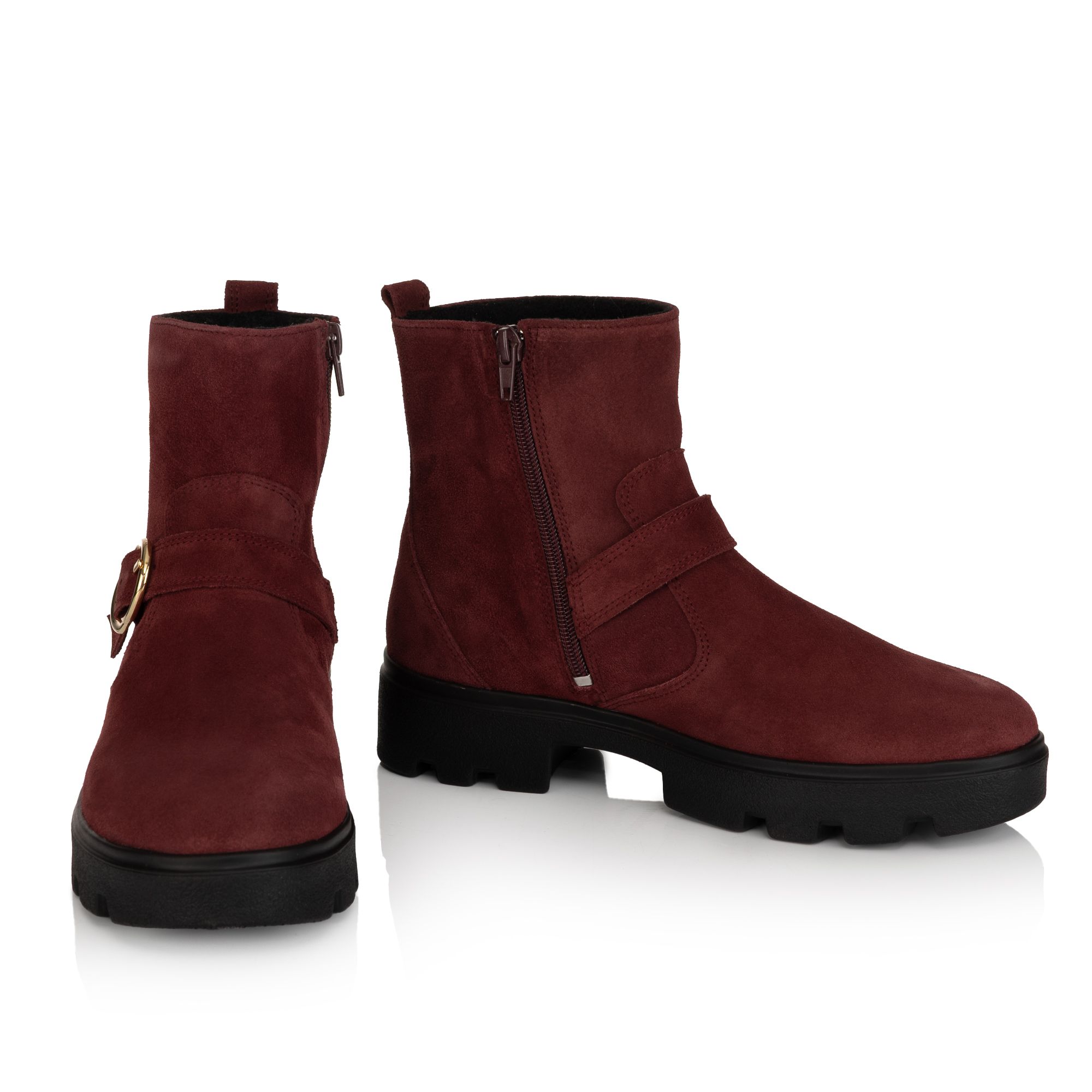 VITAFORM Damen-Stiefelette Veloursleder Zierschnalle Sohle Antonia