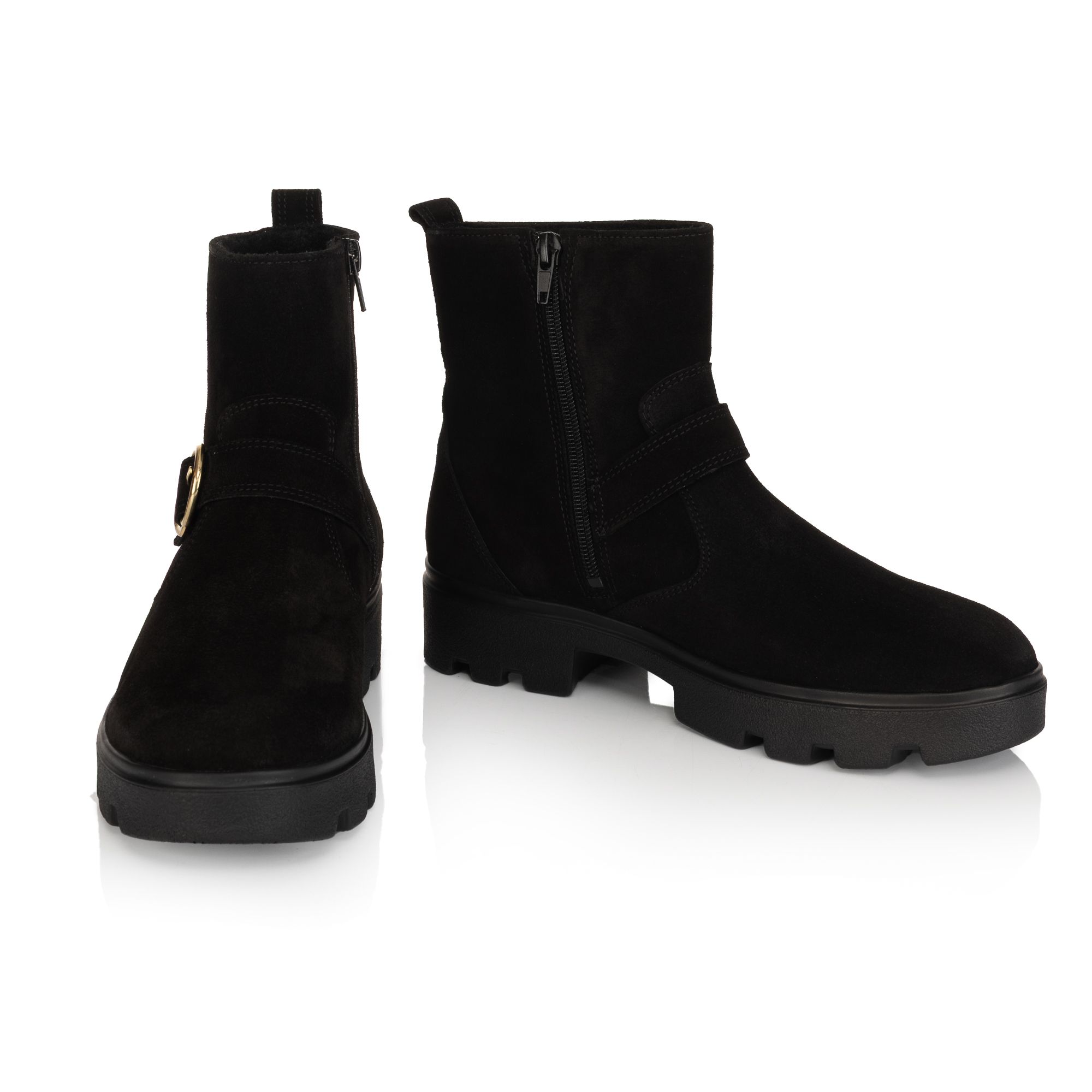 VITAFORM Damen-Stiefelette Veloursleder Zierschnalle Sohle Antonia