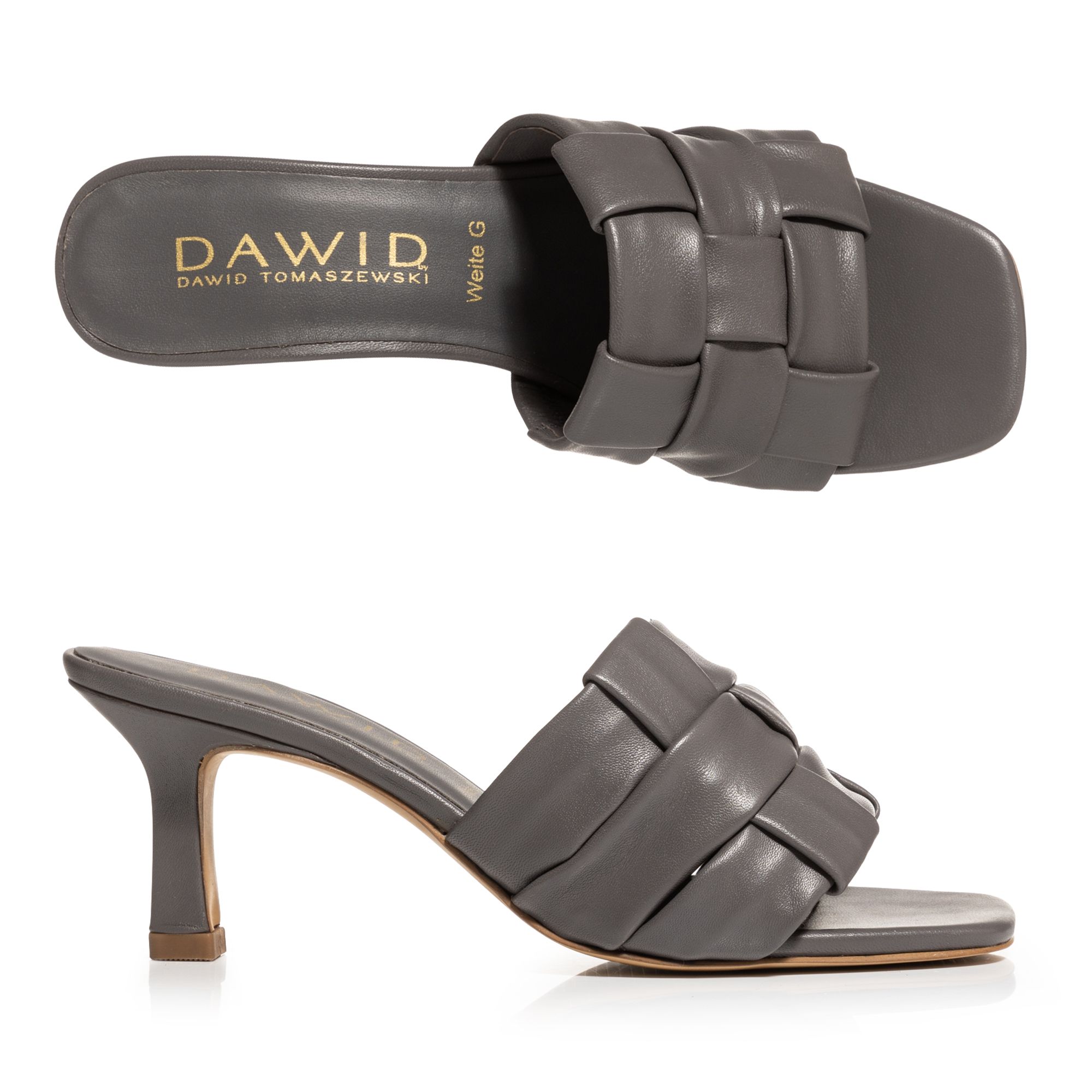 DAWID by Dawid Tomaszewski Damen-Pantolette echt Leder Absatz ca. 7cm