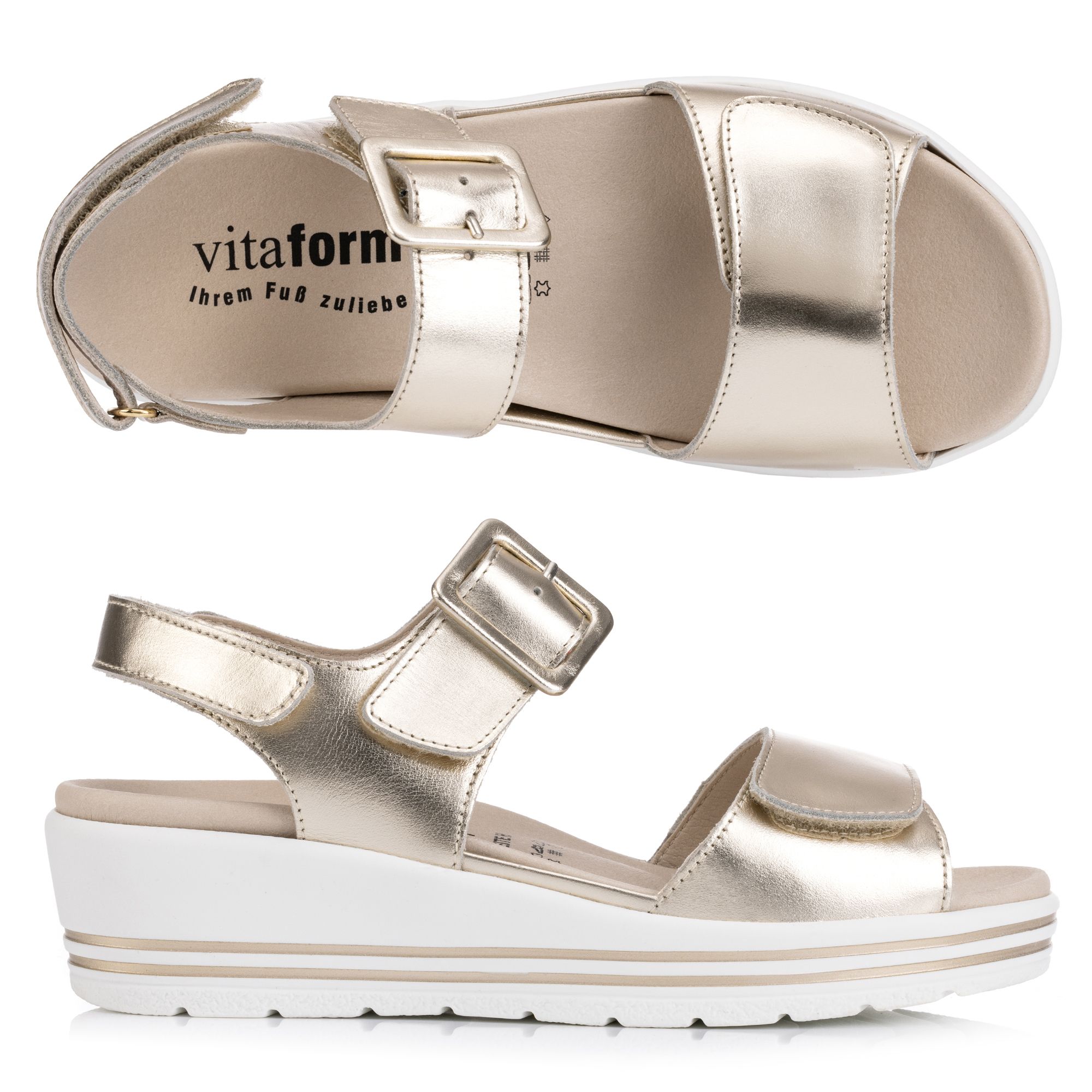 VITAFORM Damen-Sandalette Nappaleder verstellbarer Riemen Sohle Valeria