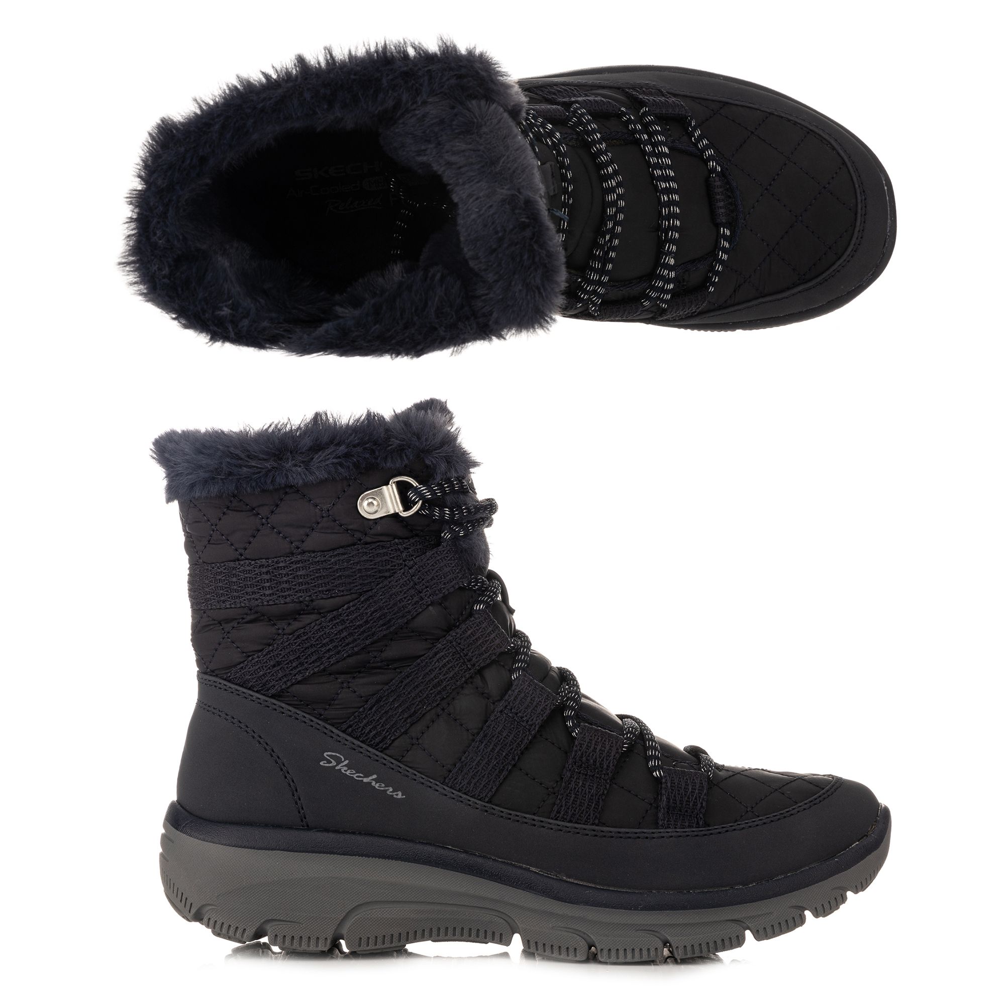 SKECHERS Damen-Stiefel Relaxed Fit Materialmix Memory Foam