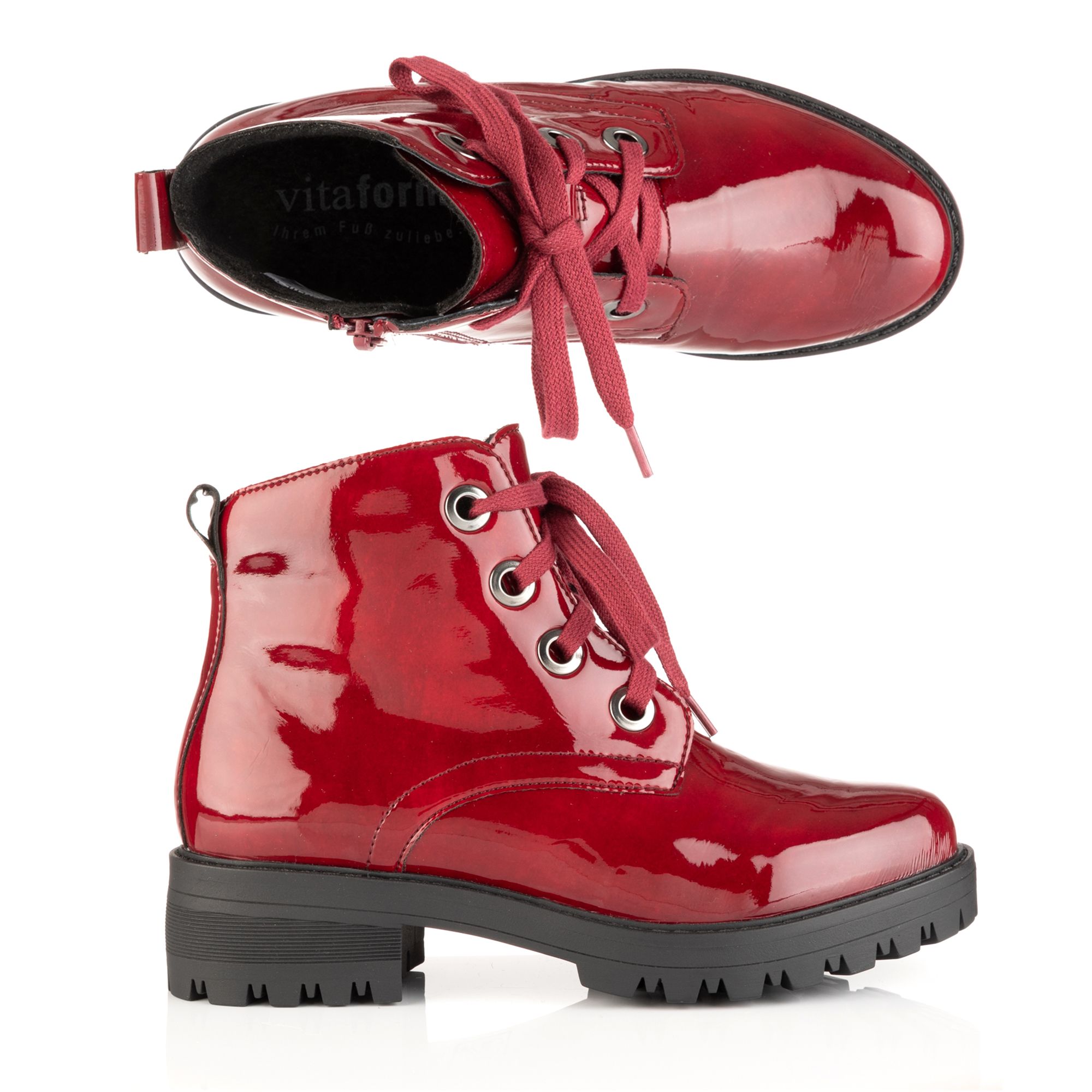 VITAFORM Damen-Stiefelette Lackstretch Reißverschluss innen Shock-Absorber