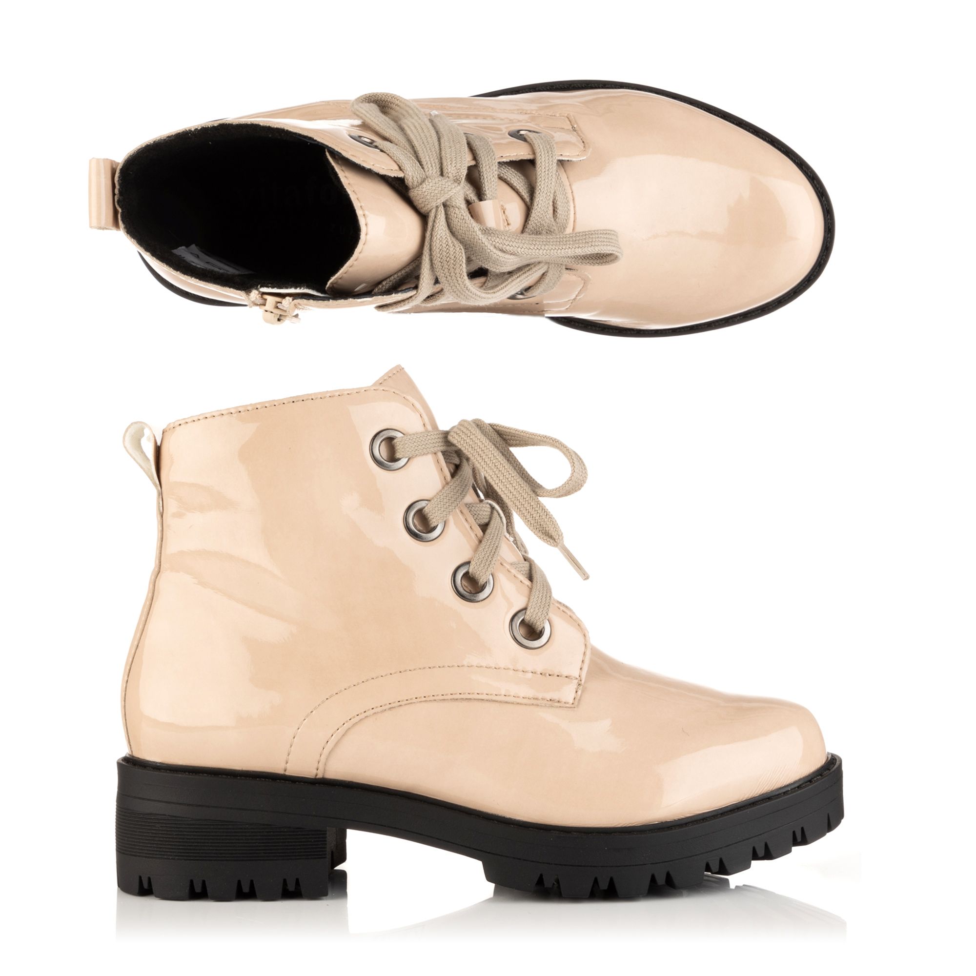 VITAFORM Damen-Stiefelette Lackstretch Reißverschluss innen Shock-Absorber