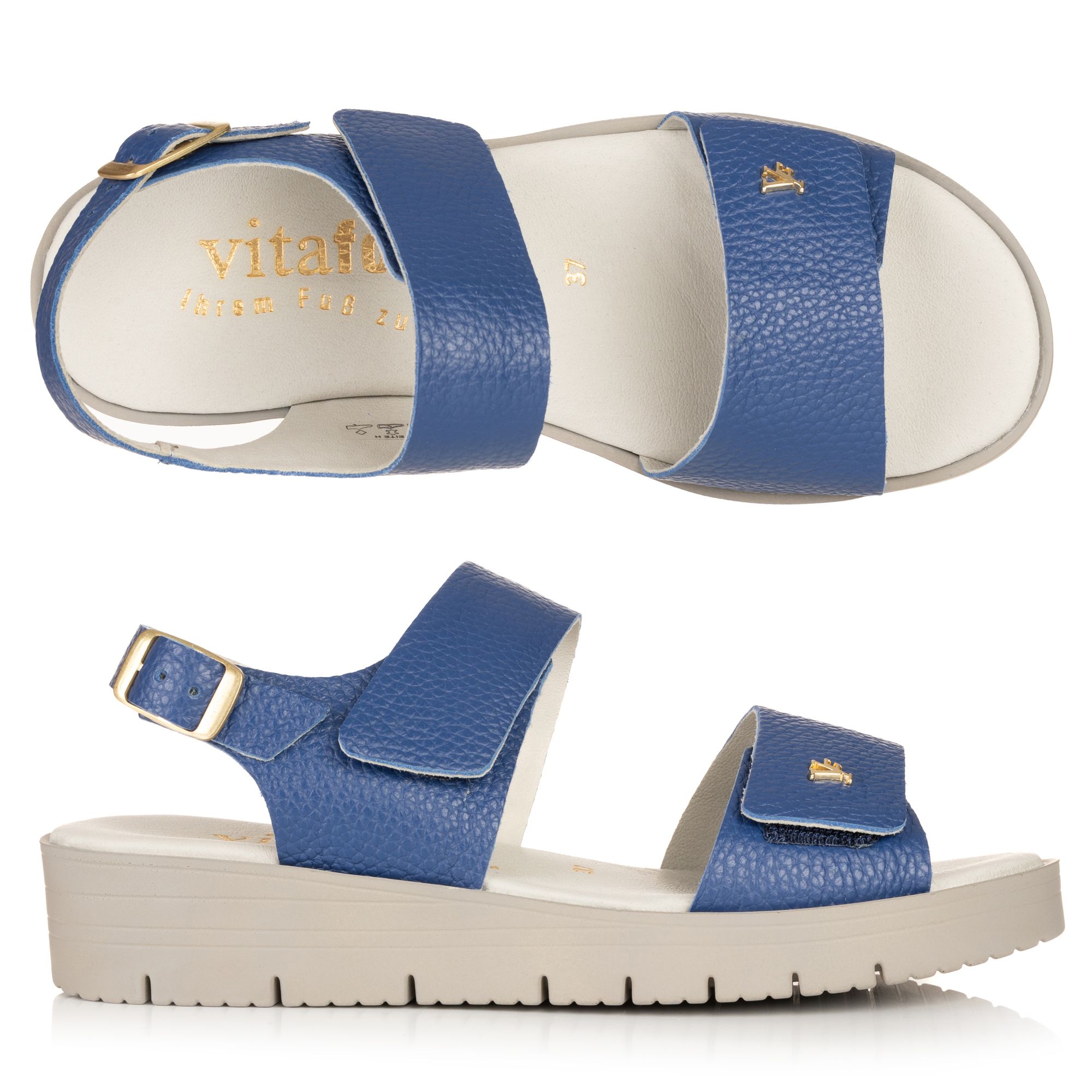 VITAFORM Damen-Sandale Nappaleder Klettverschlüsse Sohle Lana