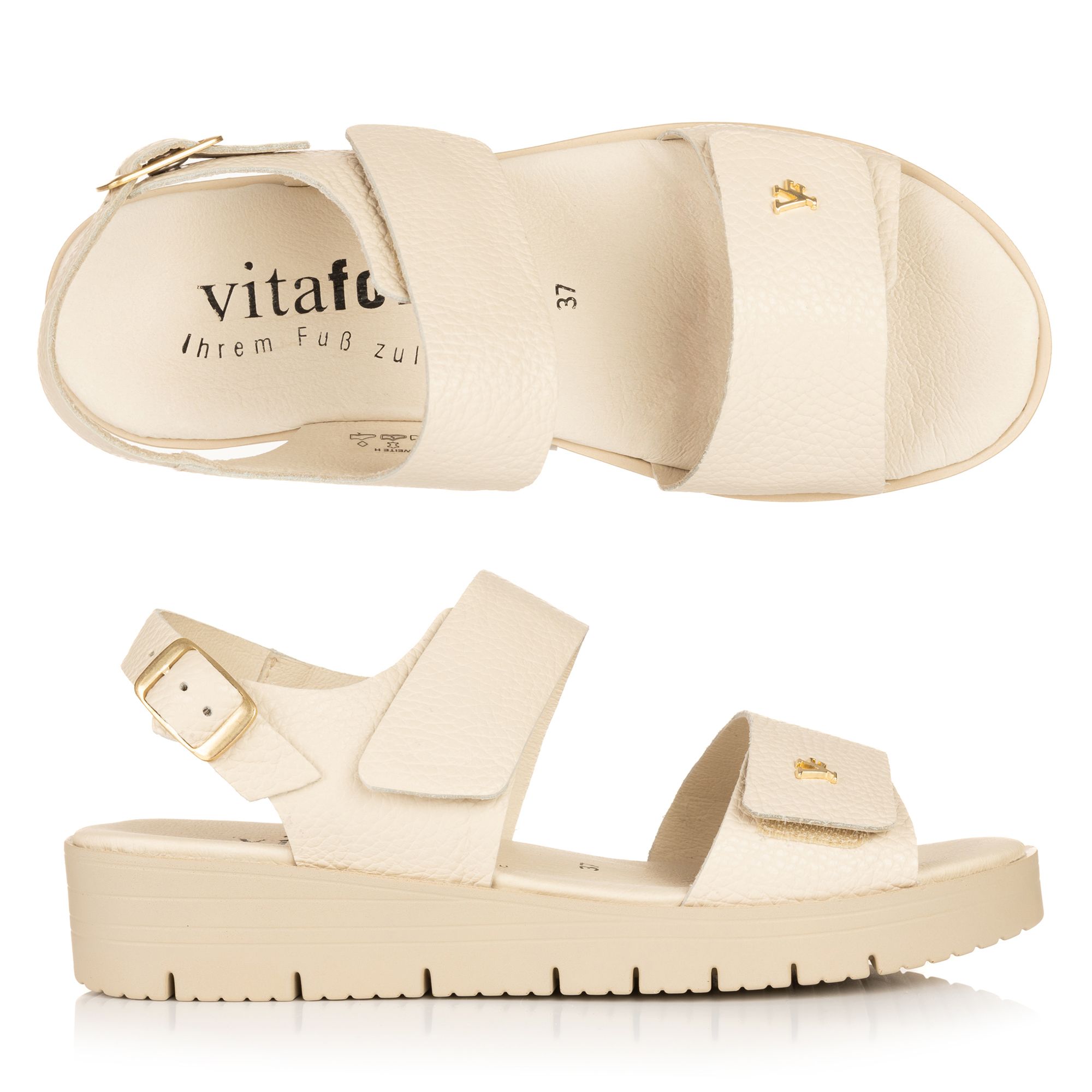 VITAFORM Damen-Sandale Nappaleder Klettverschlüsse Sohle Lana