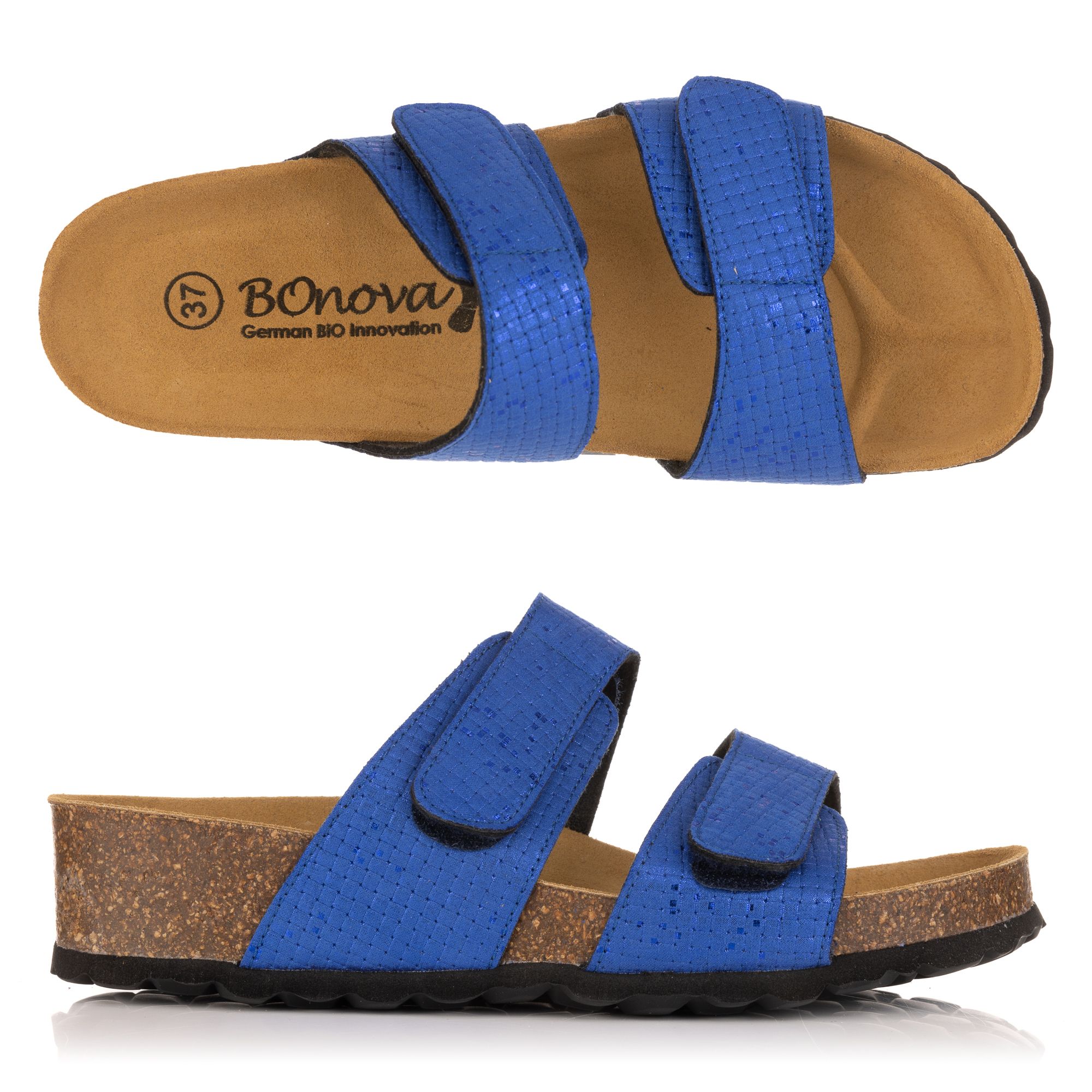 BONOVA Damen-Pantolette Klettverschluss Keilabsatz ca. 3,5cm Super-Soft-Fußbett