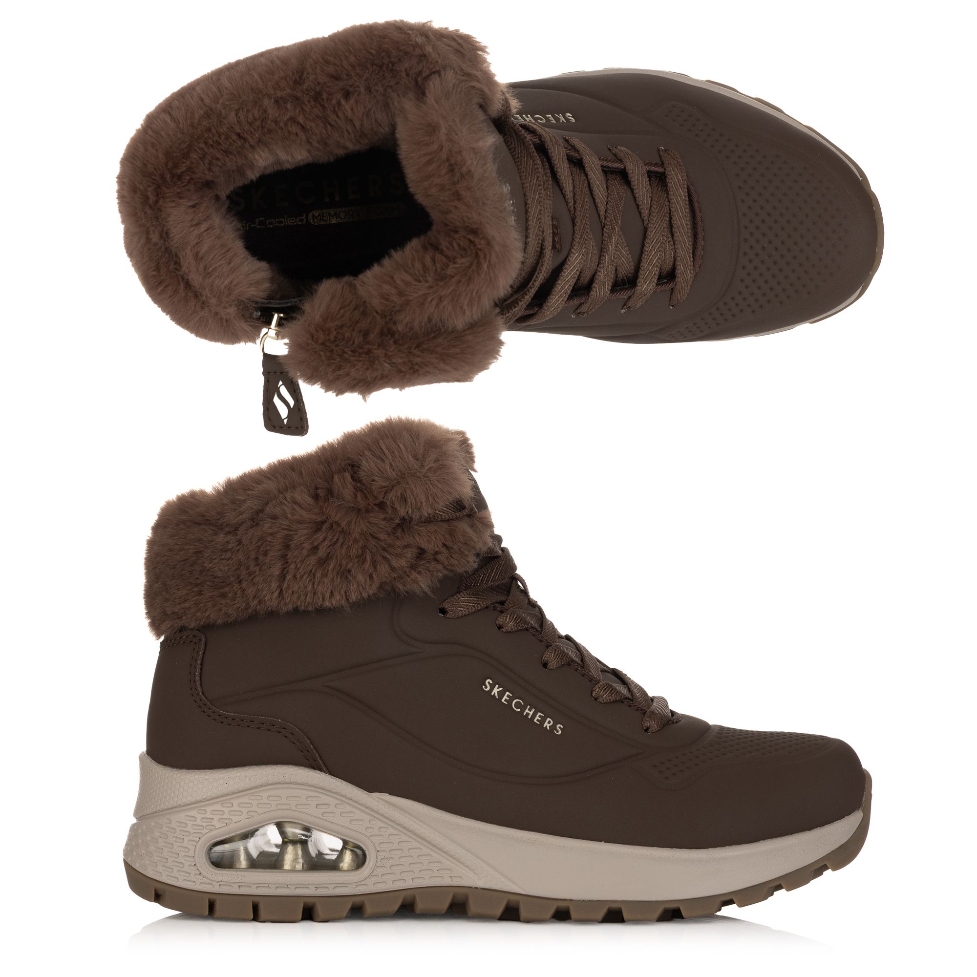 SKECHERS Damen-Stiefelette Uno Rugged Materialmix Memory Foam