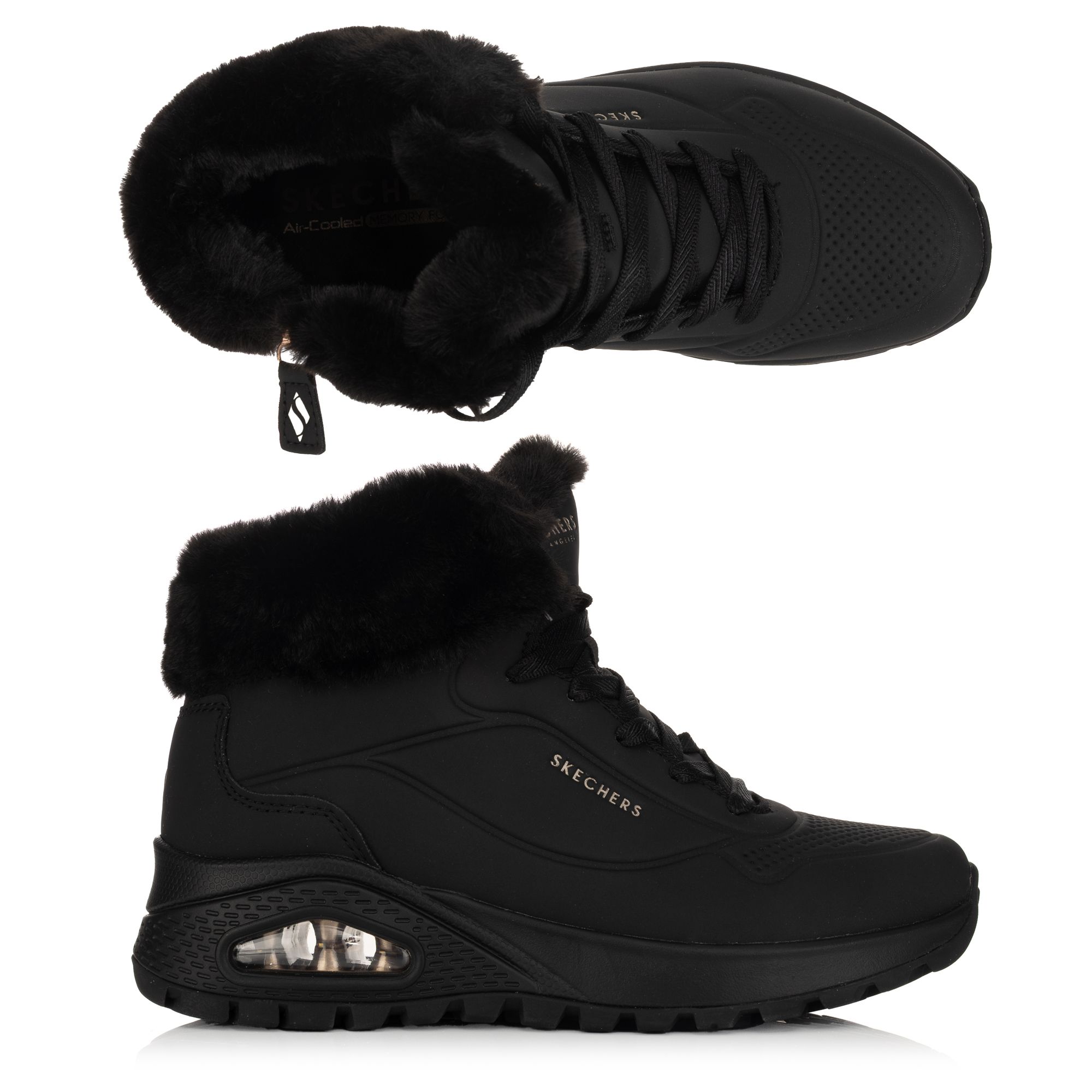 SKECHERS Damen-Stiefelette Uno Rugged Materialmix Memory Foam