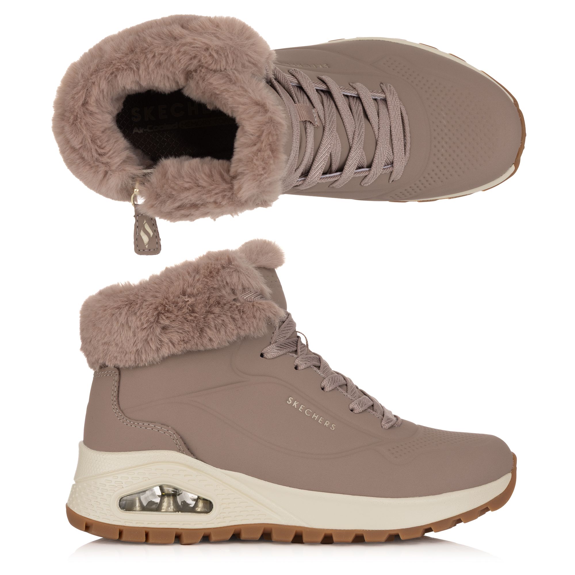 SKECHERS Damen-Stiefelette Uno Rugged Materialmix Memory Foam