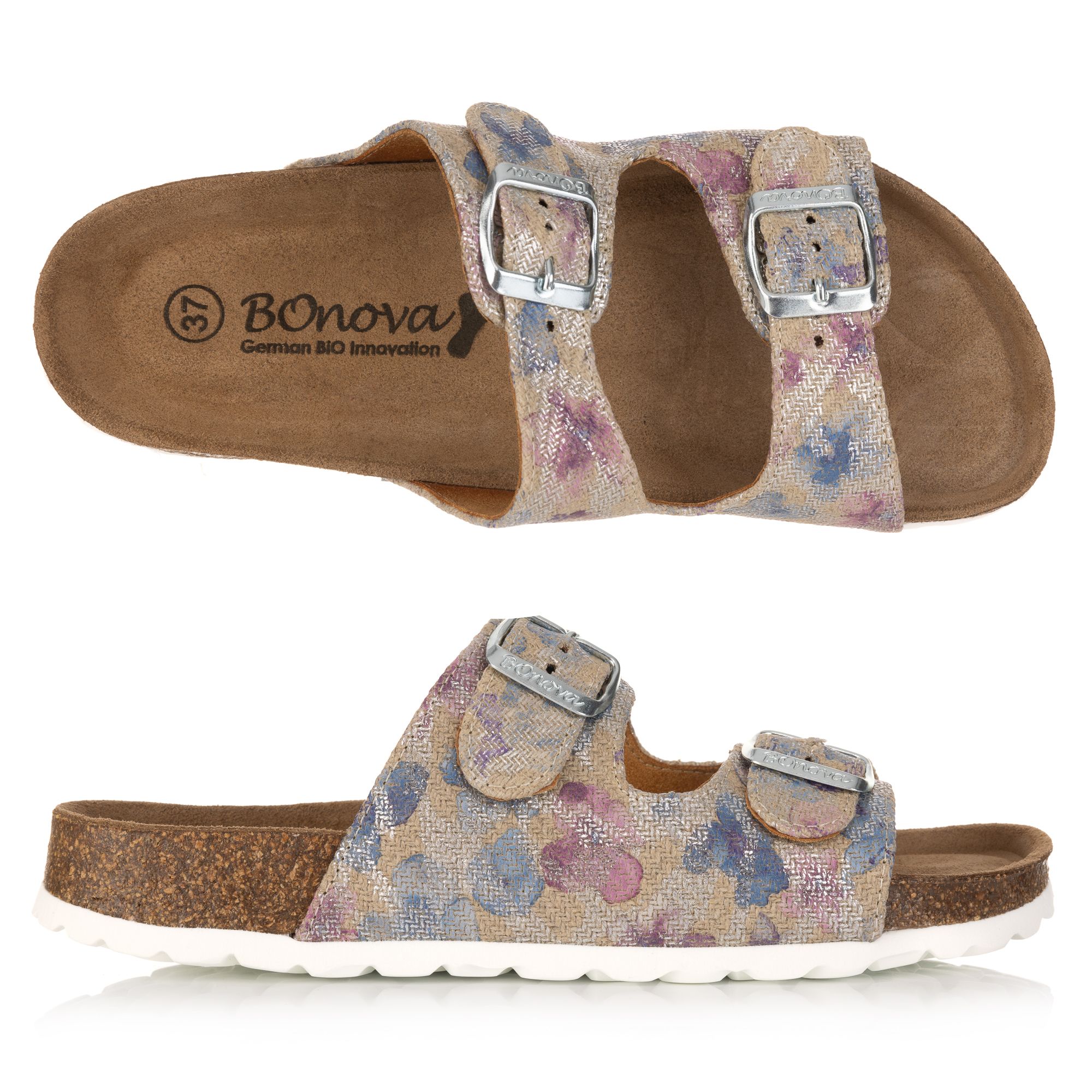 BONOVA Damen-Pantolette 2 verstellbare Riemen Super-Soft-Fußbett