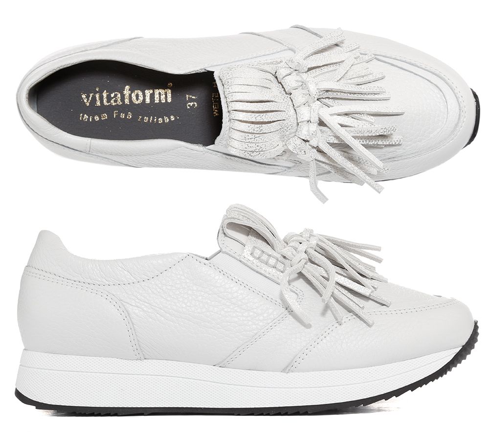 VITAFORM Damenslipper Hirschleder Fransendetails