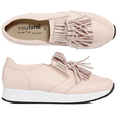 VITAFORM Damenslipper Hirschleder Fransendetails
