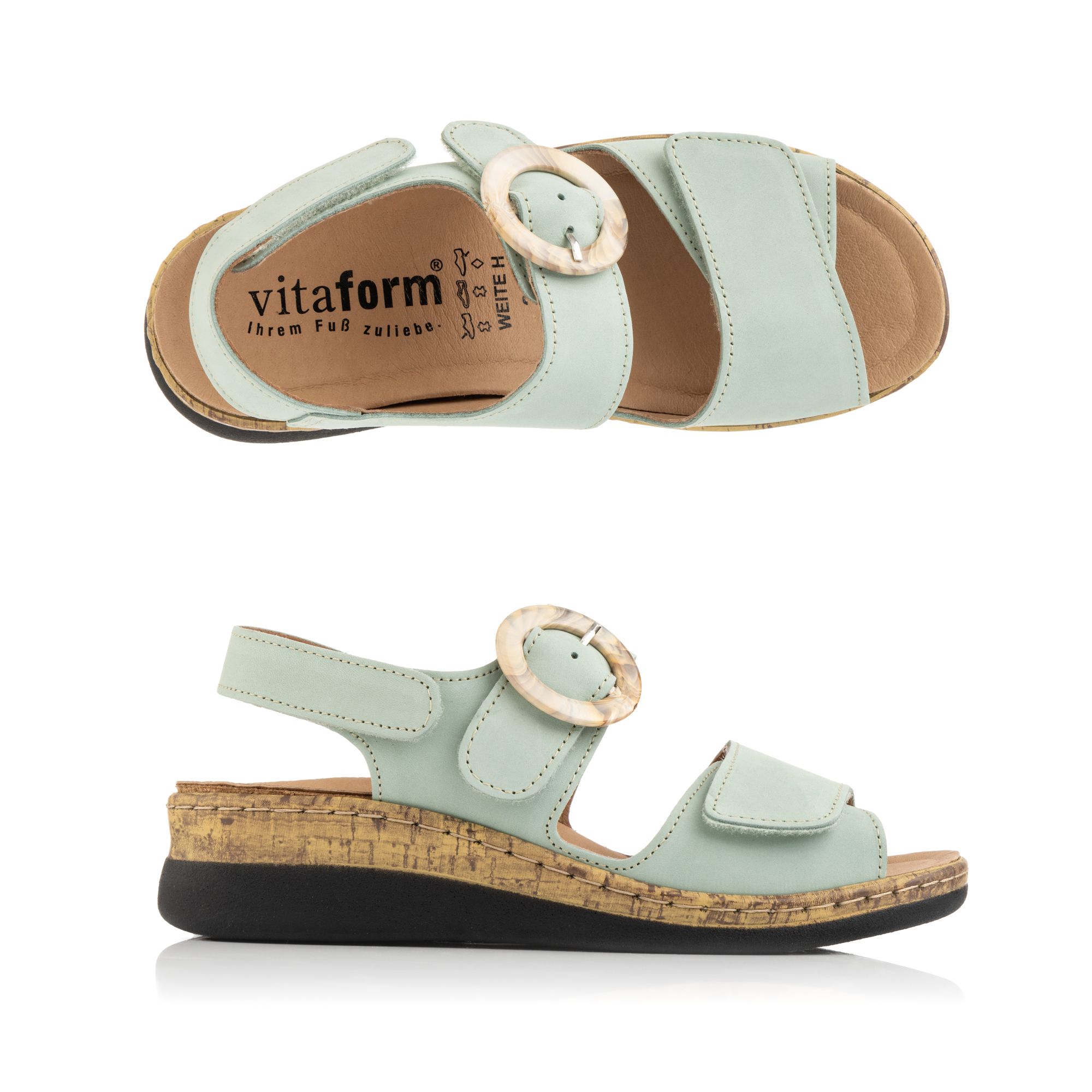 VITAFORM Damen- Sandalette Softnubuk Zierschnalle Sohle Greta