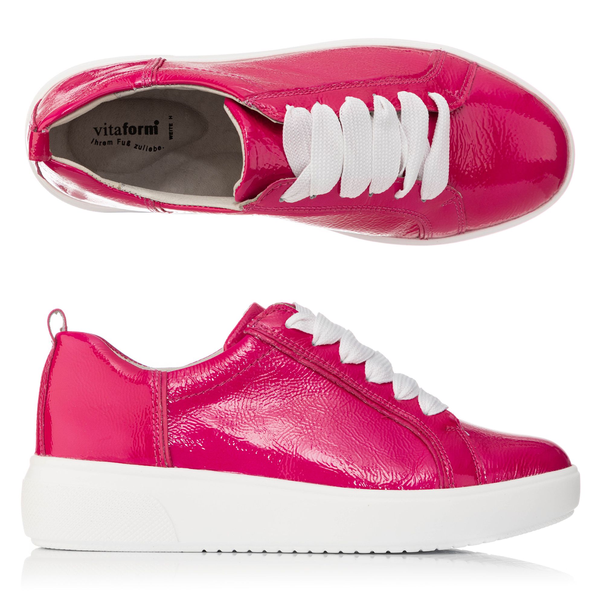 VITAFORM Damen-Sneaker Lackleder Austauschfußbett Plateau Sohle