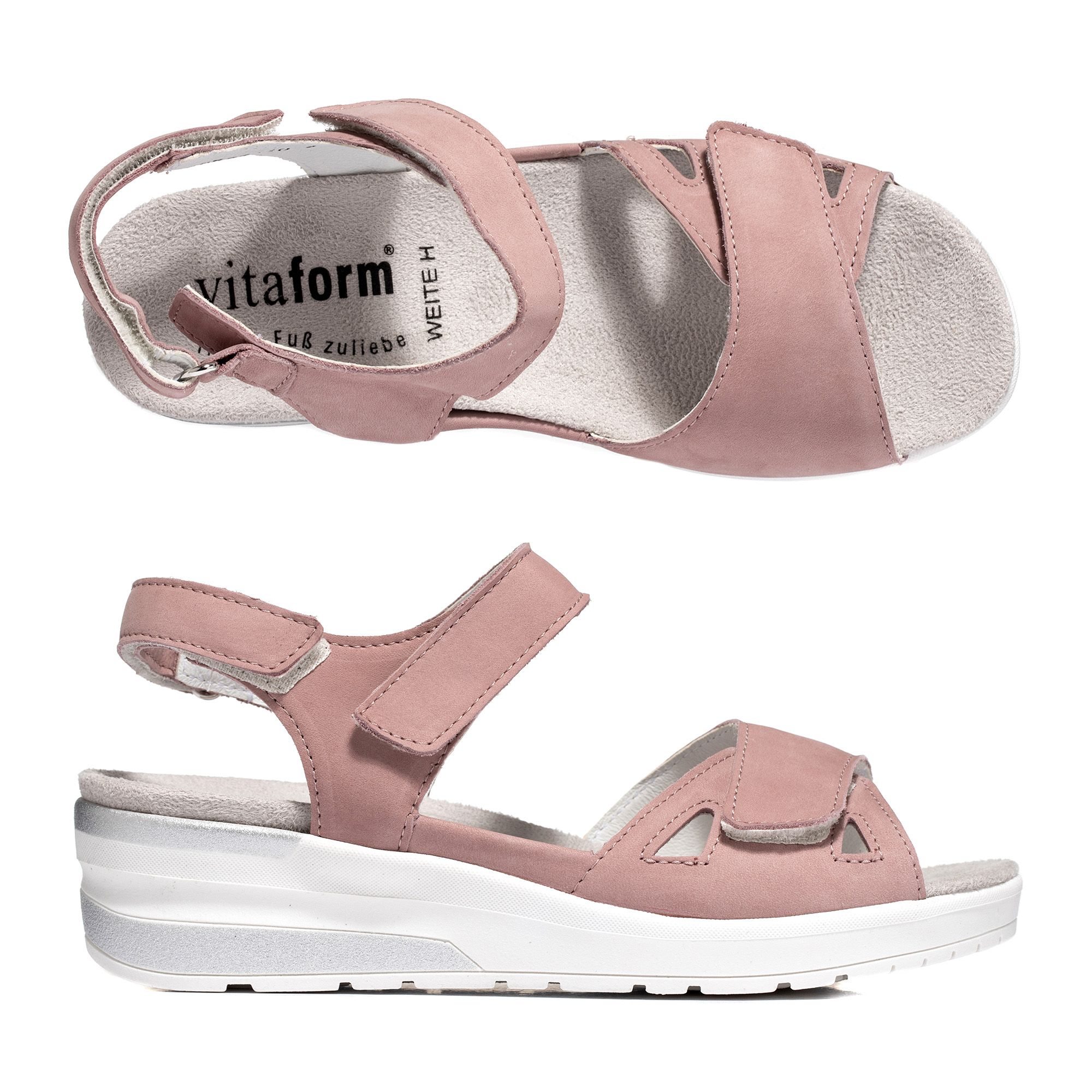 VITAFORM Sandalette Nubukleder Klettriemen Keilsohle