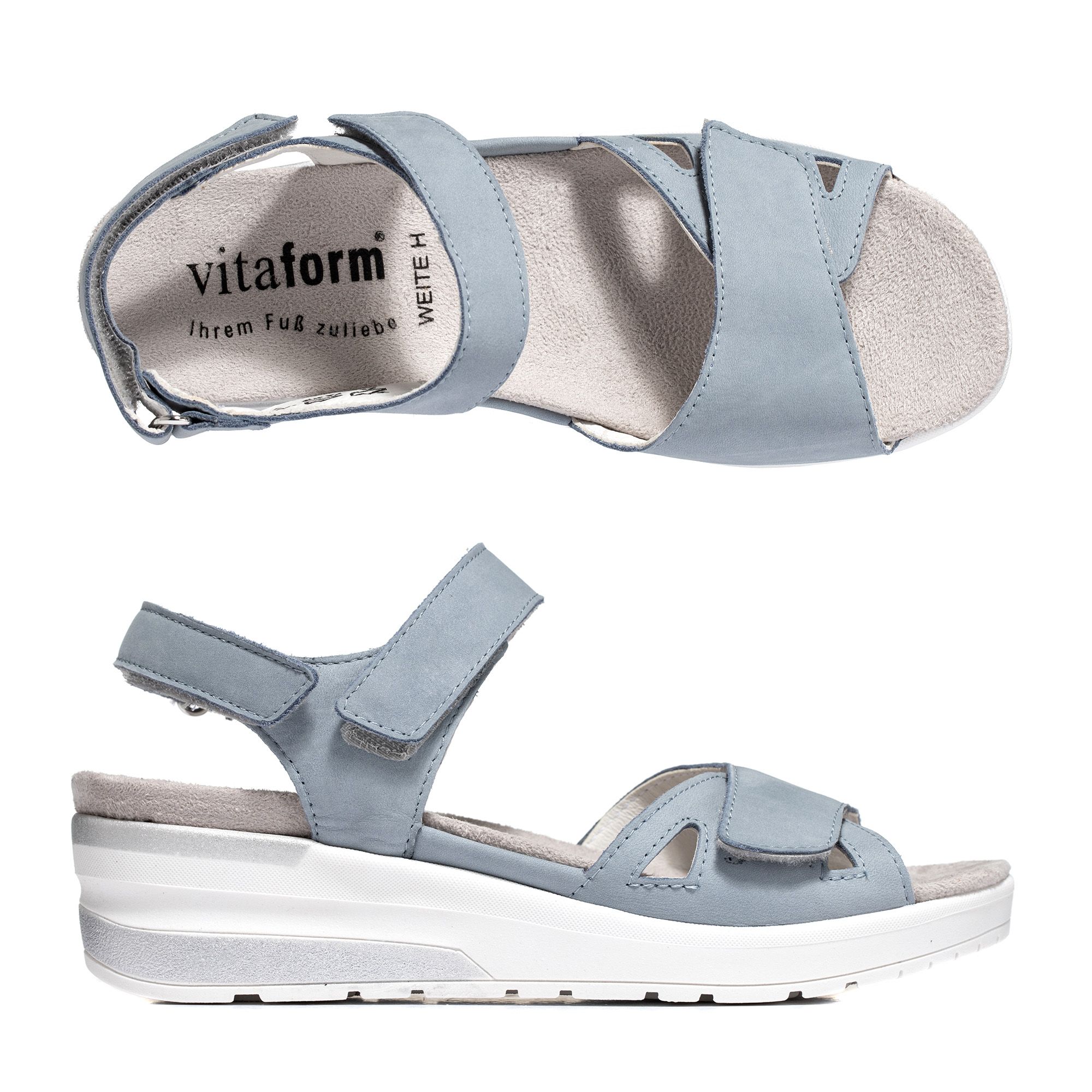 VITAFORM Sandalette Nubukleder Klettriemen Keilsohle