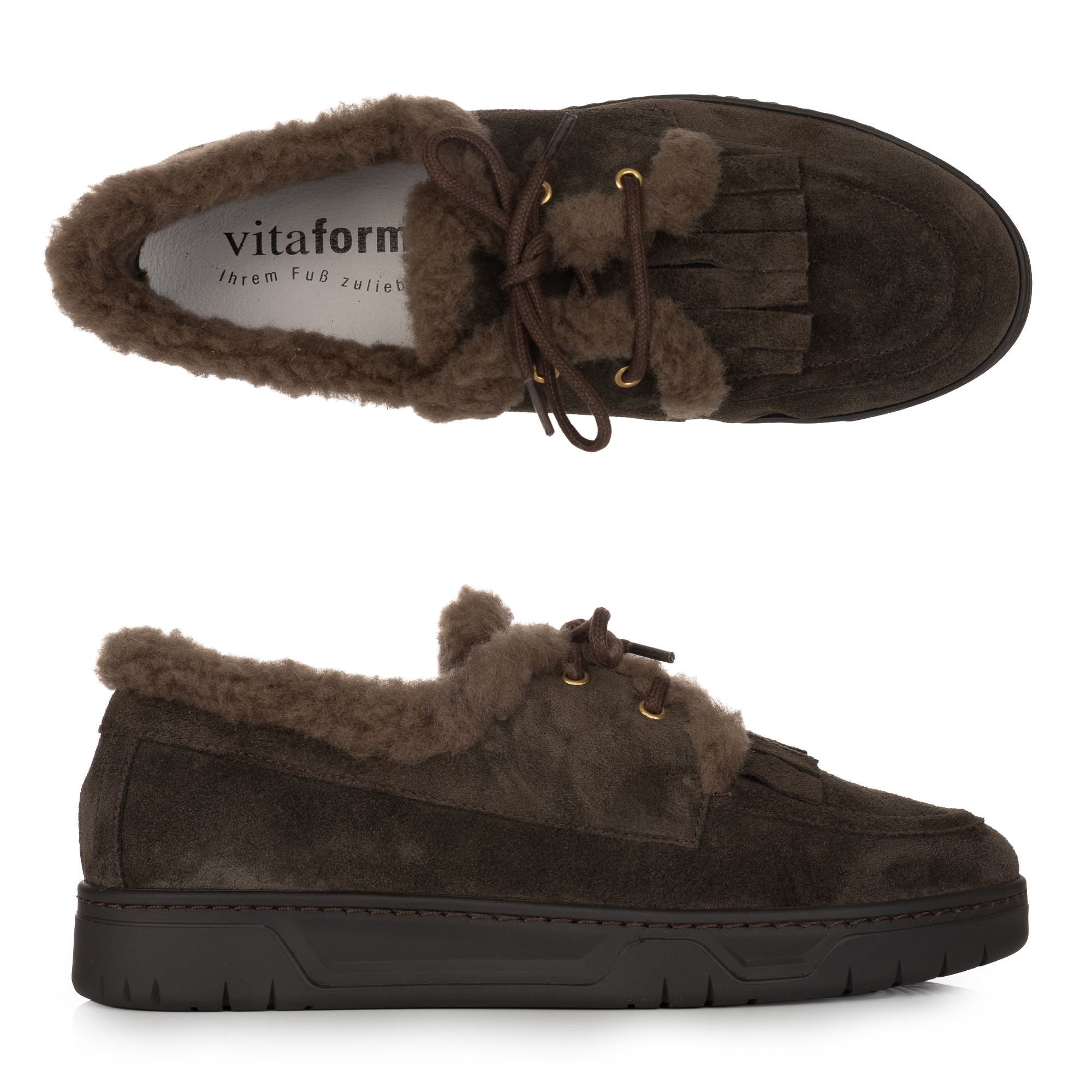  VITAFORM Damen-Loafer Veloursleder Wollfutter Sohle Marla