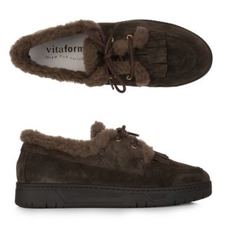 VITAFORM Damen-Loafer Veloursleder Wollfutter Sohle Marla
