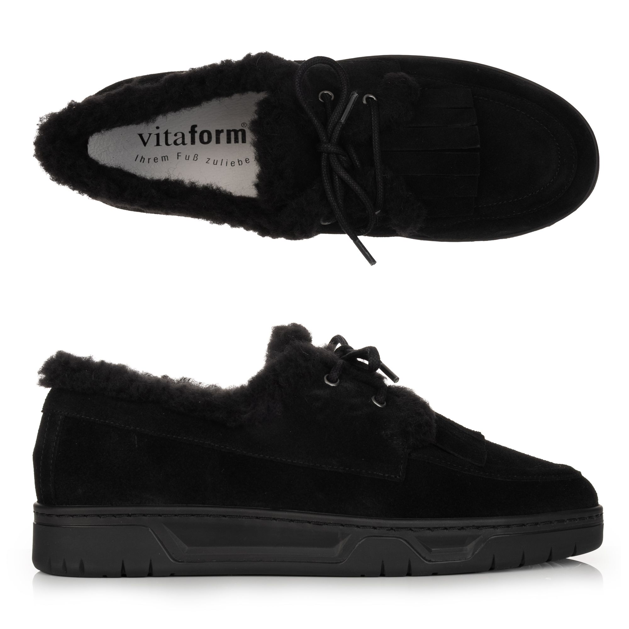 VITAFORM Damen-Loafer Veloursleder Wollfutter Sohle Marla