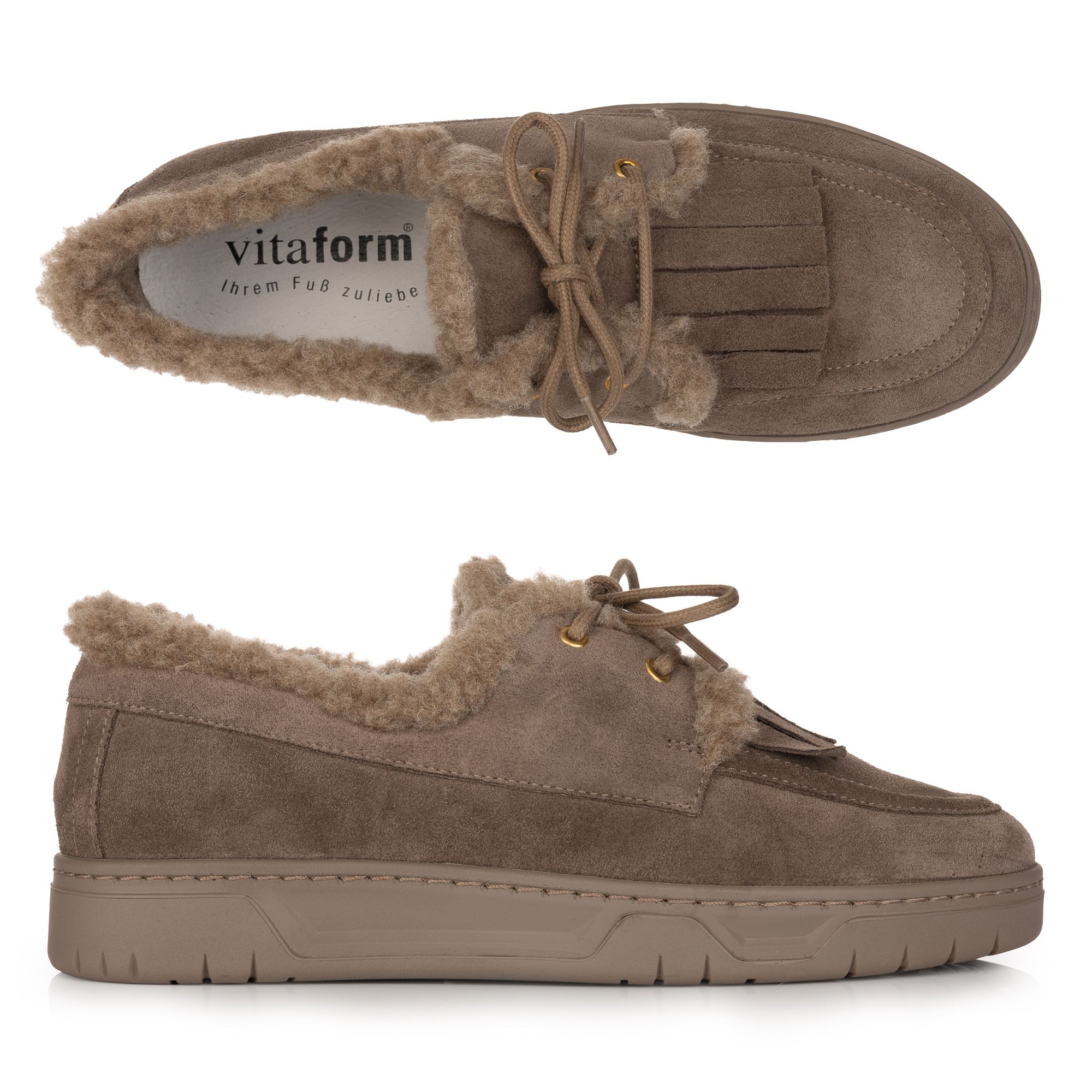 VITAFORM Damen-Loafer Veloursleder Wollfutter Sohle Marla
