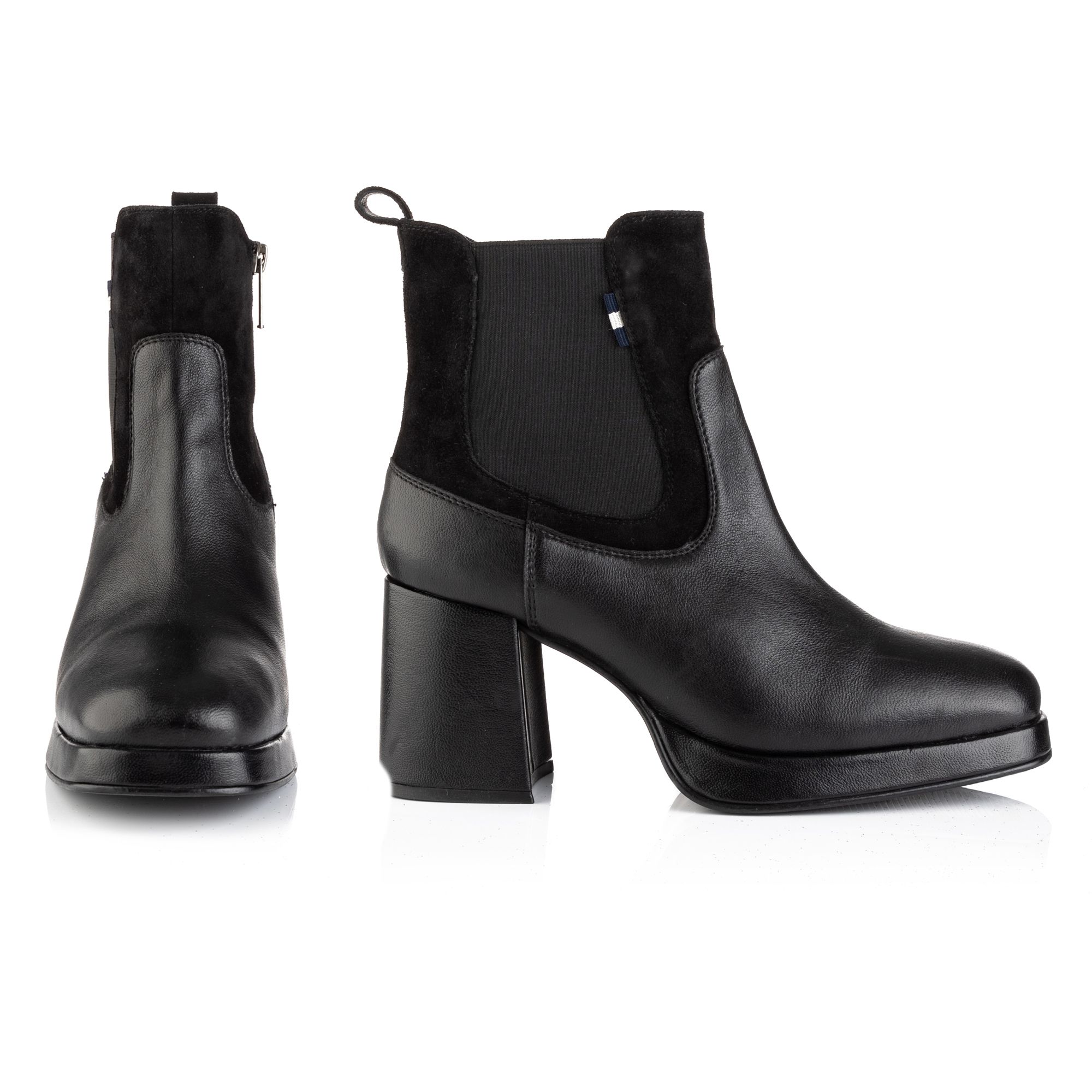 STRANDFEIN Stiefelette echt Leder Reißverschluss innen Blockabsatz ca. 7,5cm