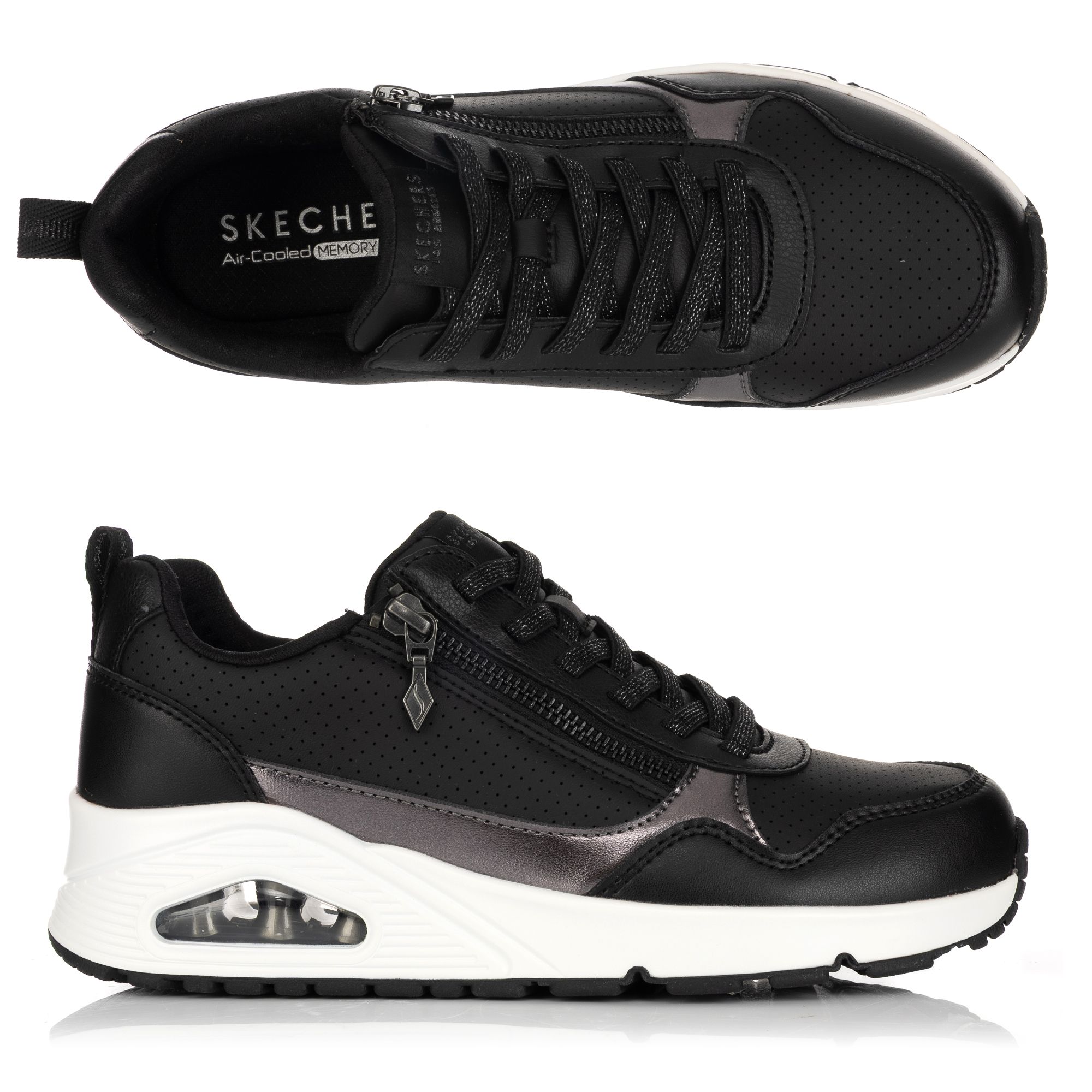 SKECHERS Damen-Sneaker Street® Uno Metallic seitl. Reißverschluss