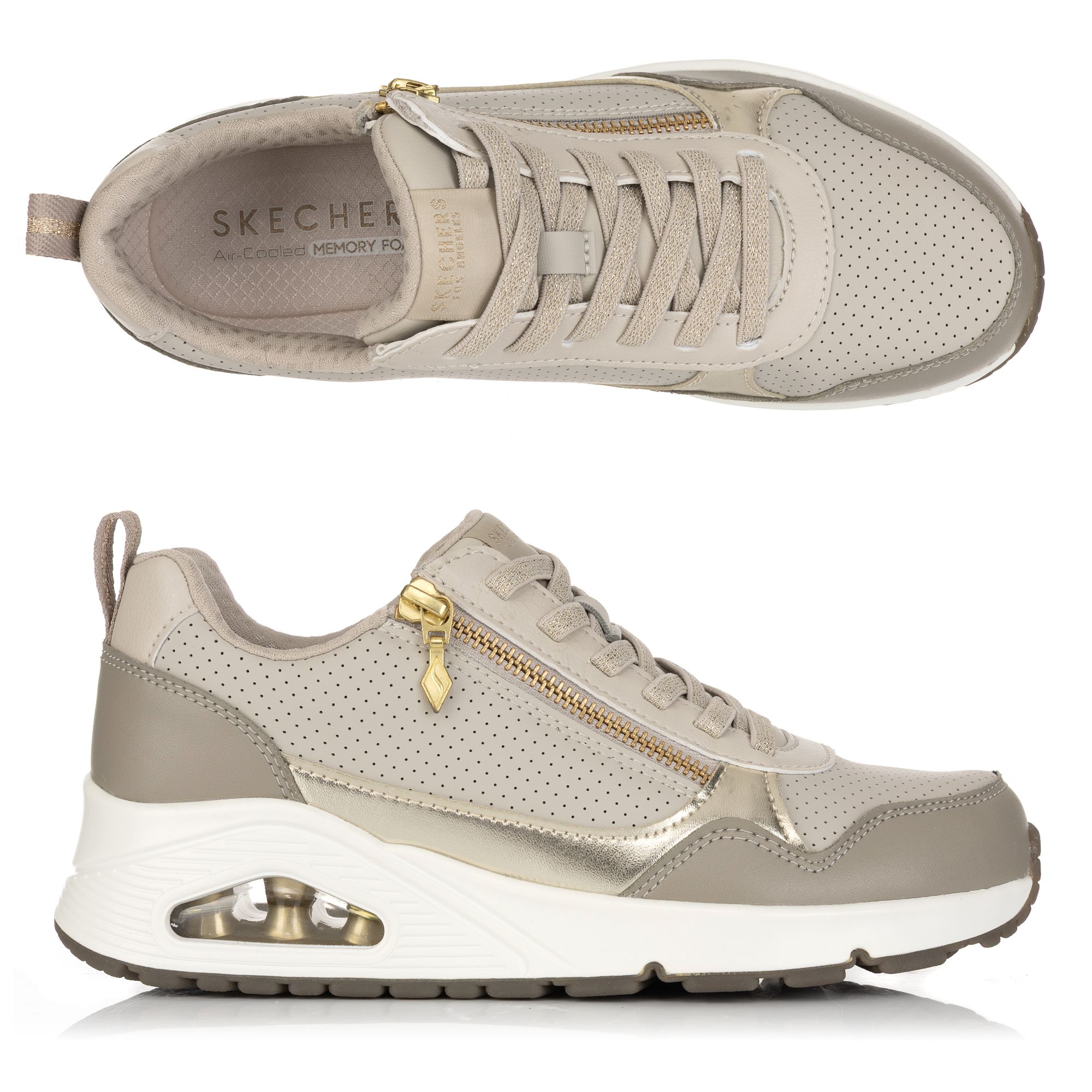 SKECHERS Damen-Sneaker Street® Uno Metallic seitl. Reißverschluss