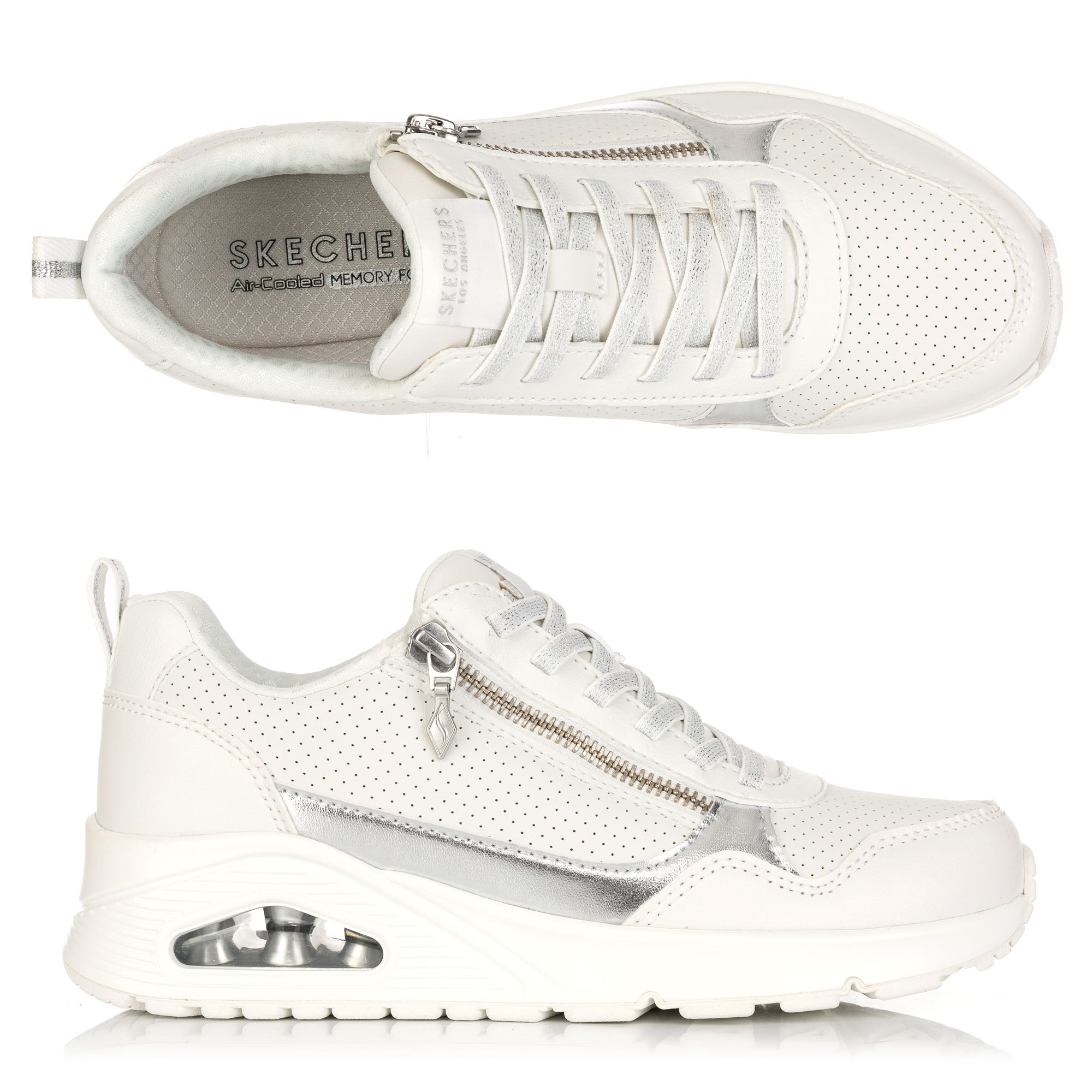 SKECHERS Damen-Sneaker Street® Uno Metallic seitl. Reißverschluss